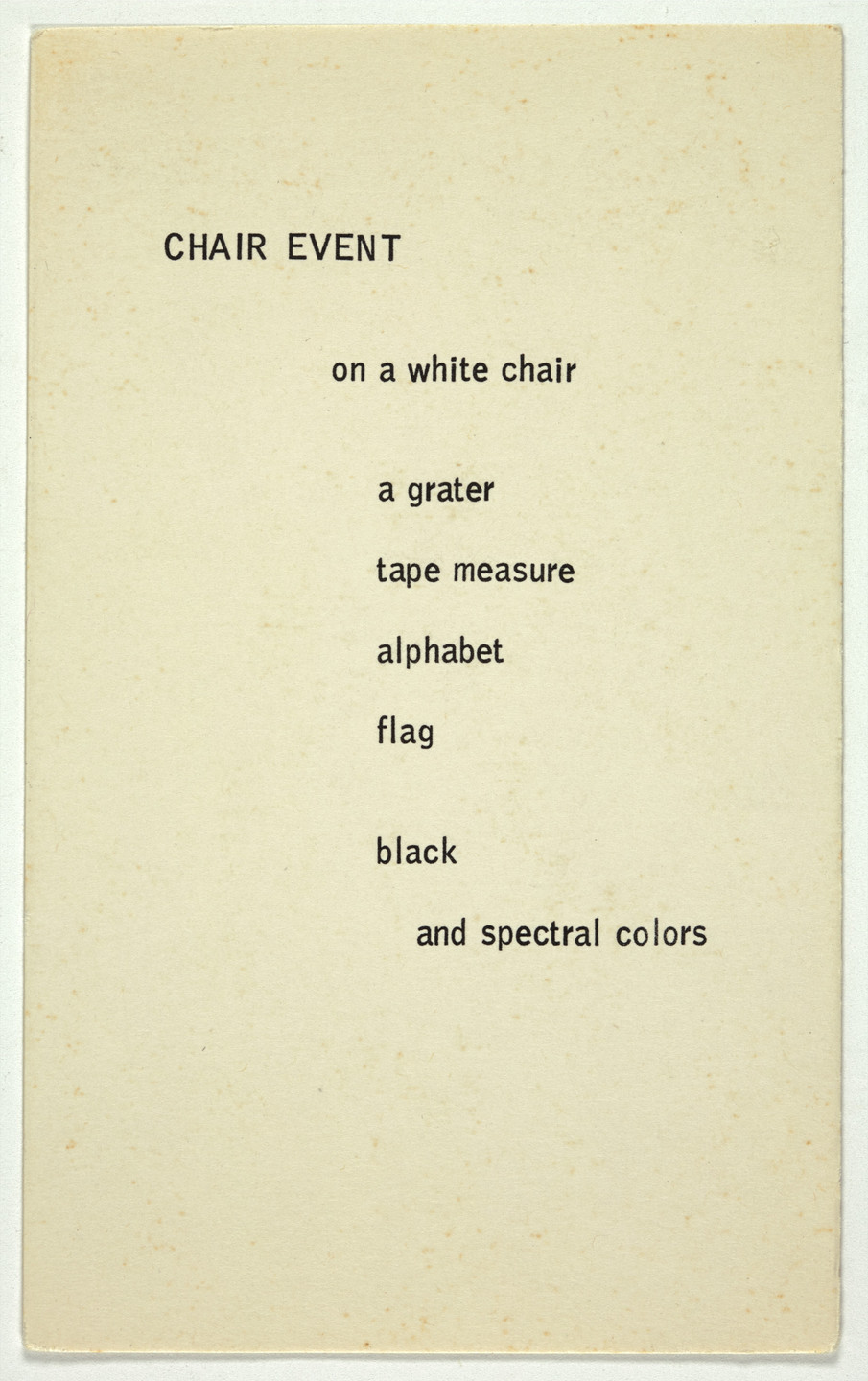 George Brecht. Chair Event from Water Yam. 1963