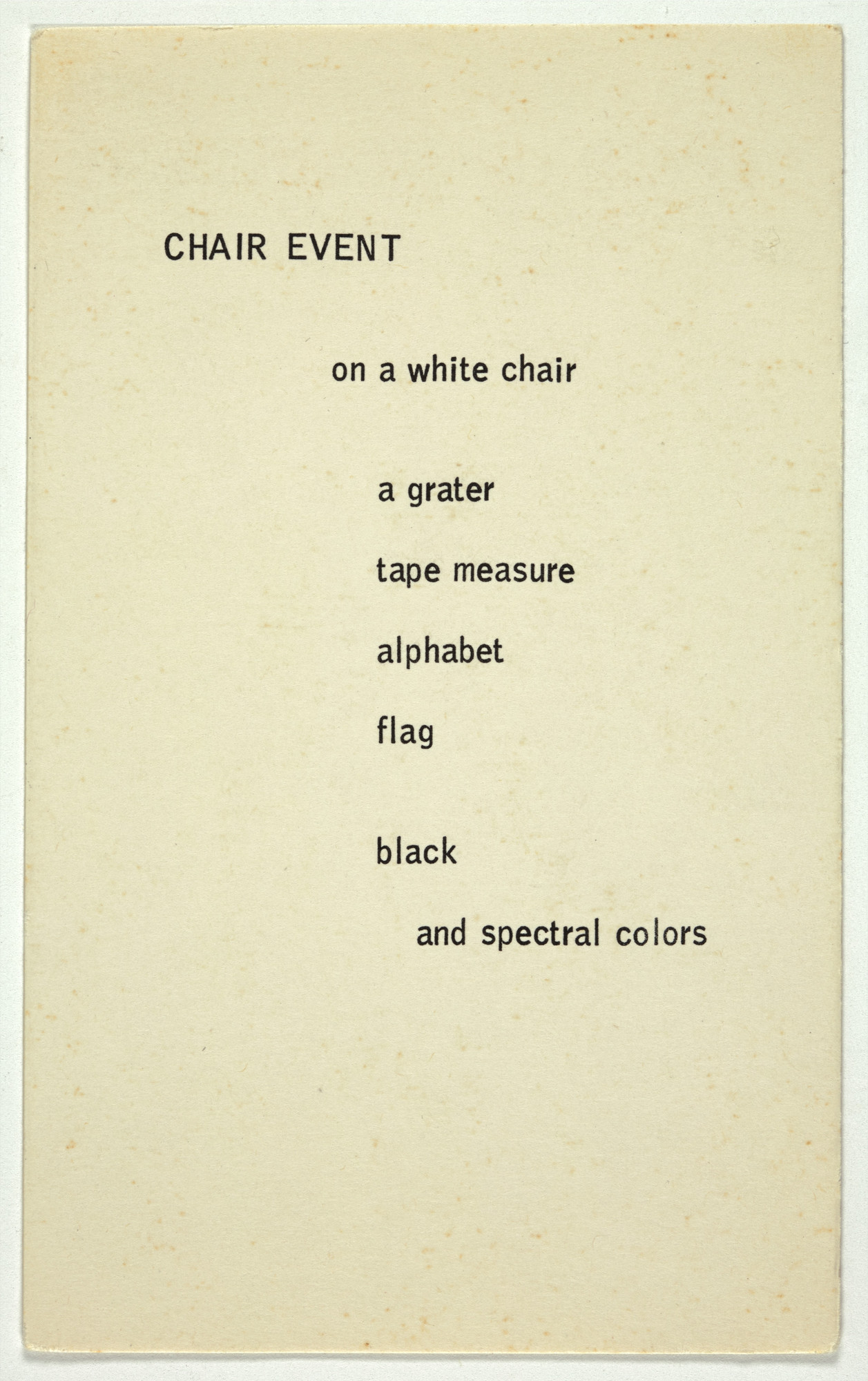 George Brecht. Chair Event from Water Yam