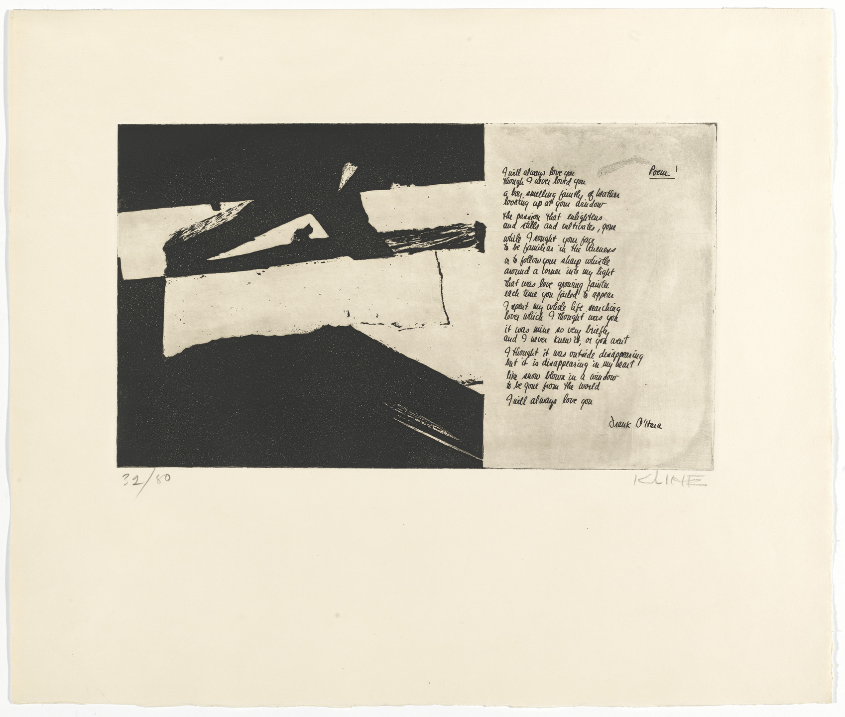 Franz Kline, Frank O&#39;Hara. In-text plate from 21 Etchings and Poems. 1960