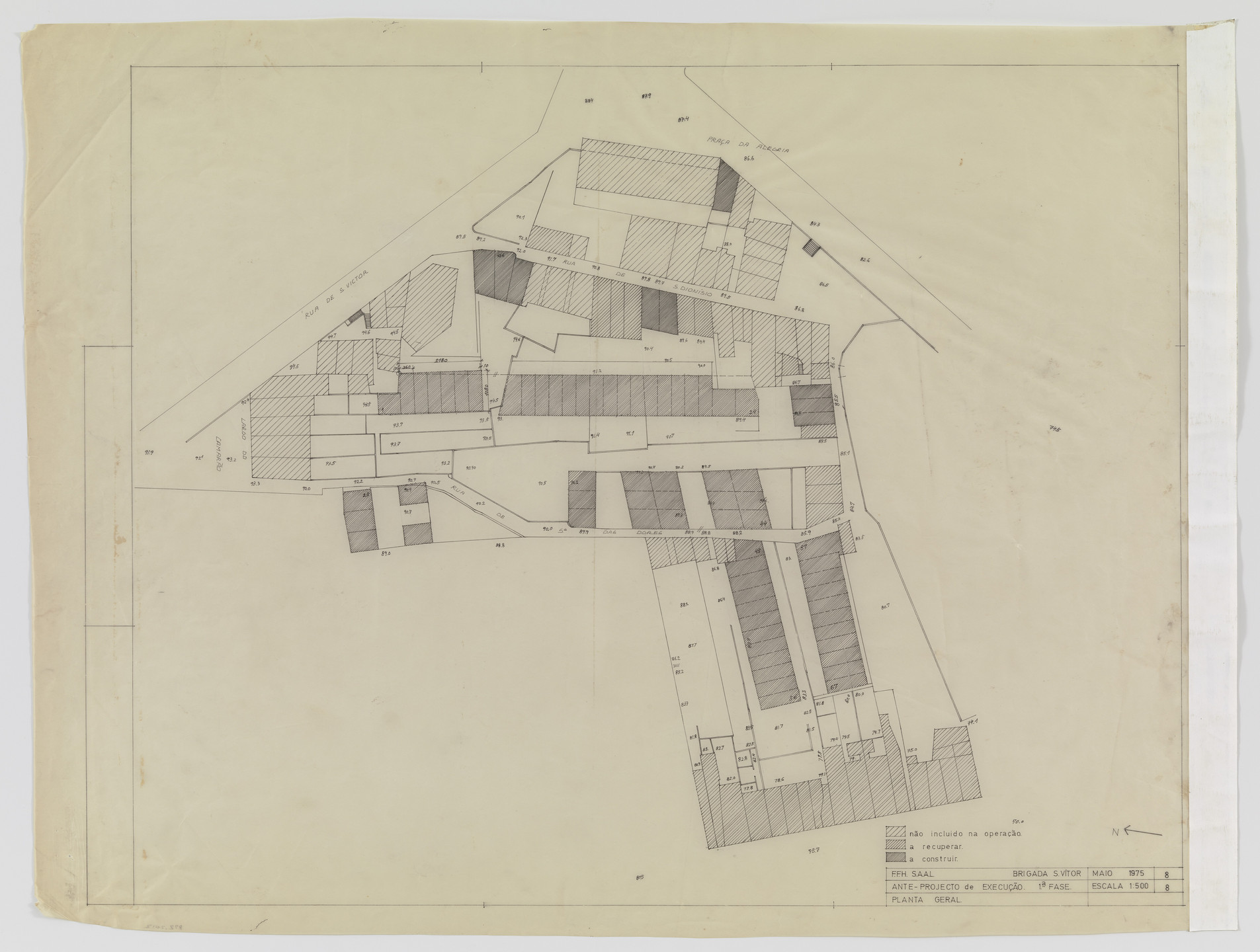 Álvaro Siza. SAAL S. Victor Social Housing, Porto, Portugal (Site plan). 1974-1977