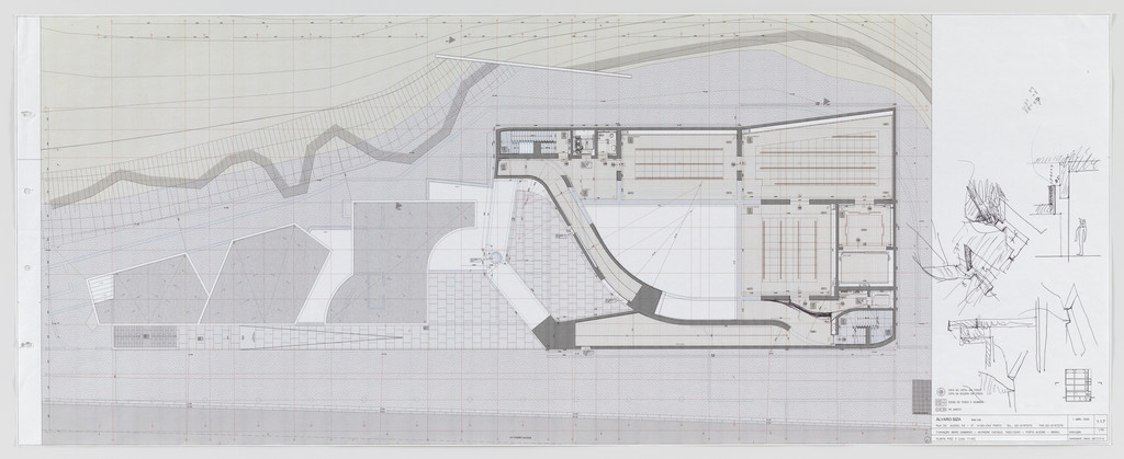 Iberê Camargo Museum, Porto Alegre, Brazil (Plan, perspective, elevation and detail sketches)