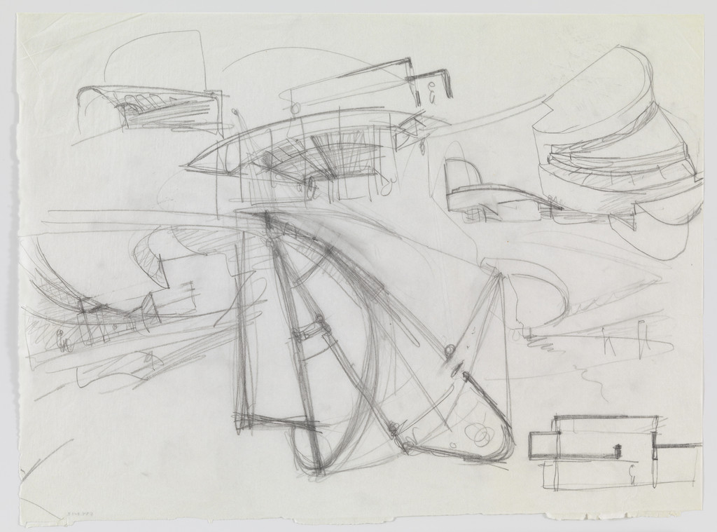 Banco Pinto & Sotto Mayor, Oliveira de Azeméis, Portugal (Elevation, plan, and perspective sketches)