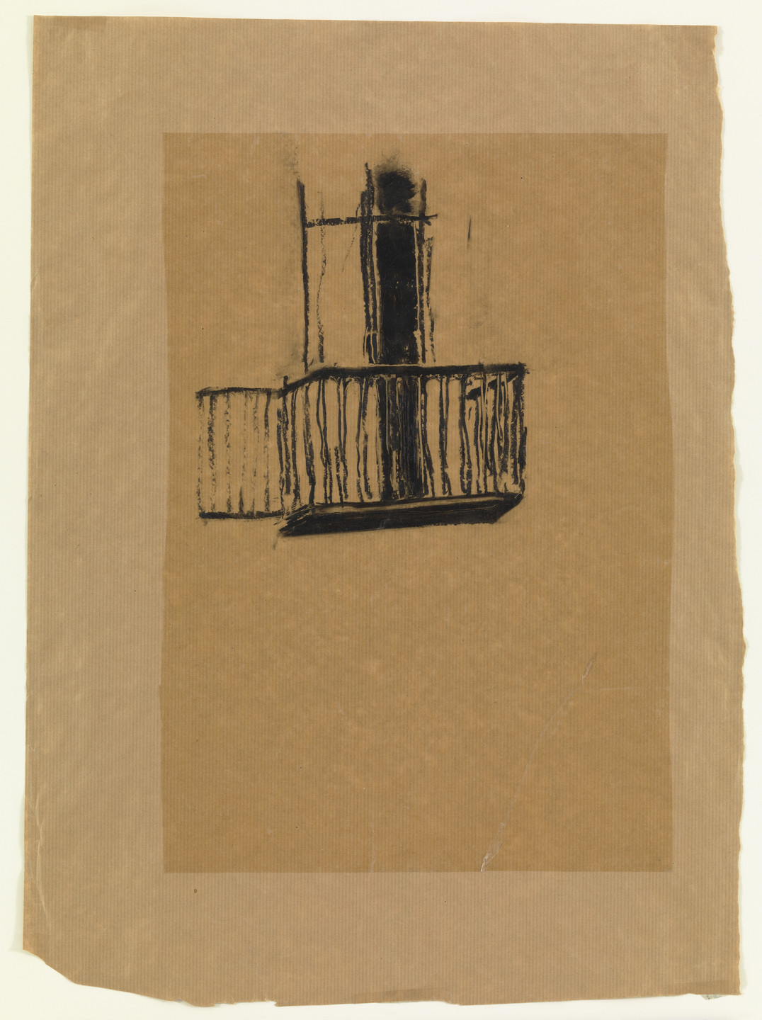 Juan Muñoz. Untitled (Balcony with heavy black vertical line). 1984