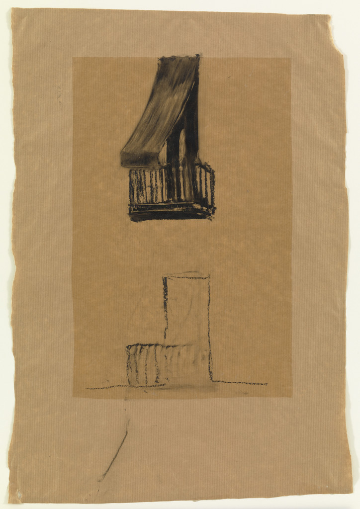 Untitled (Balcony with Awning and Sketch below)