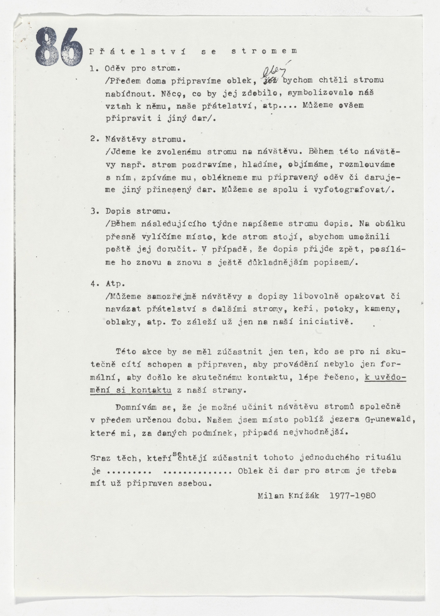 Milan Knizak Friendship With A Tree From Performance Files 1980 Moma