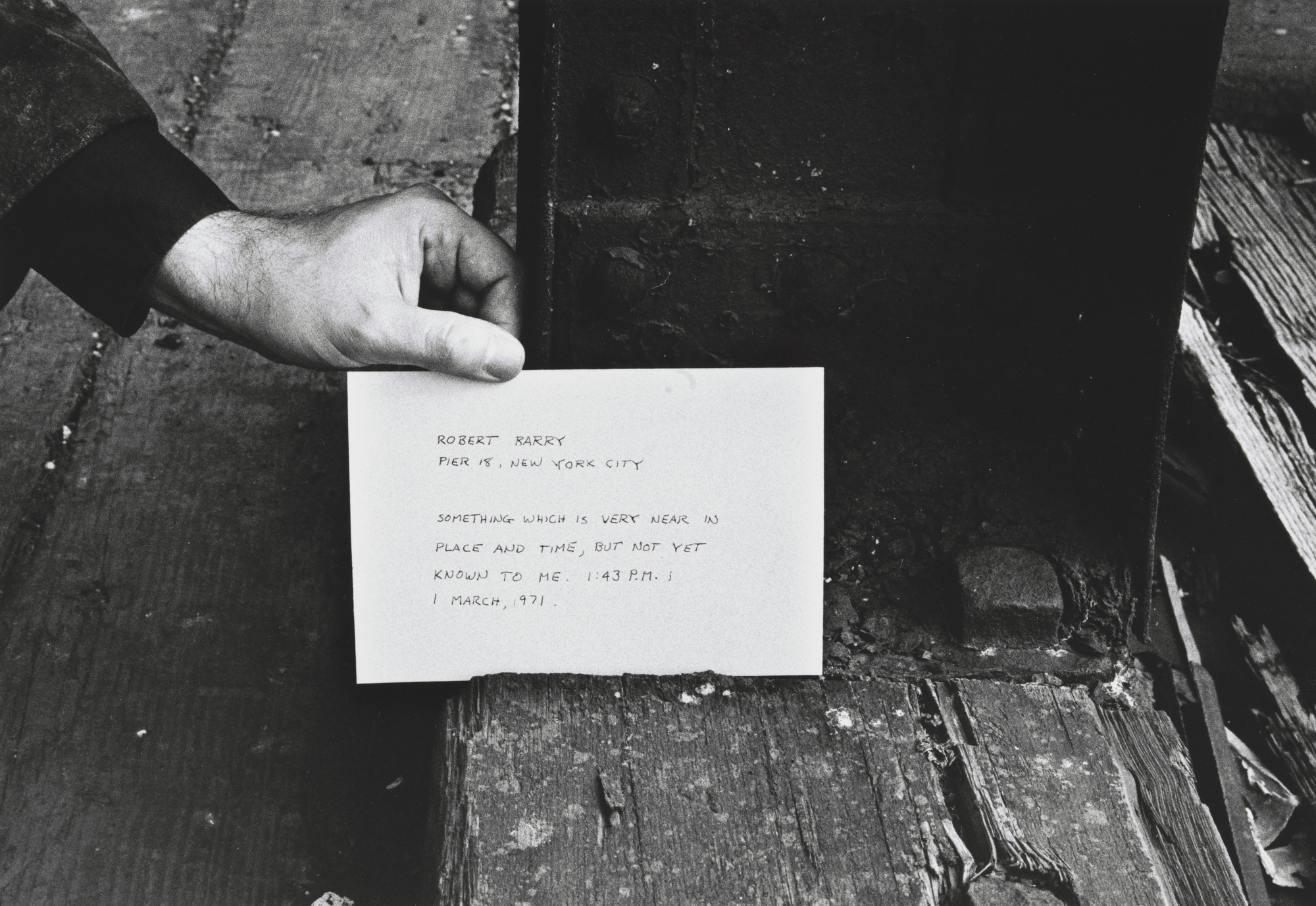 Robert Barry, Harry Shunk, János Kender. Something which is very near in place and time, but not yet known to me