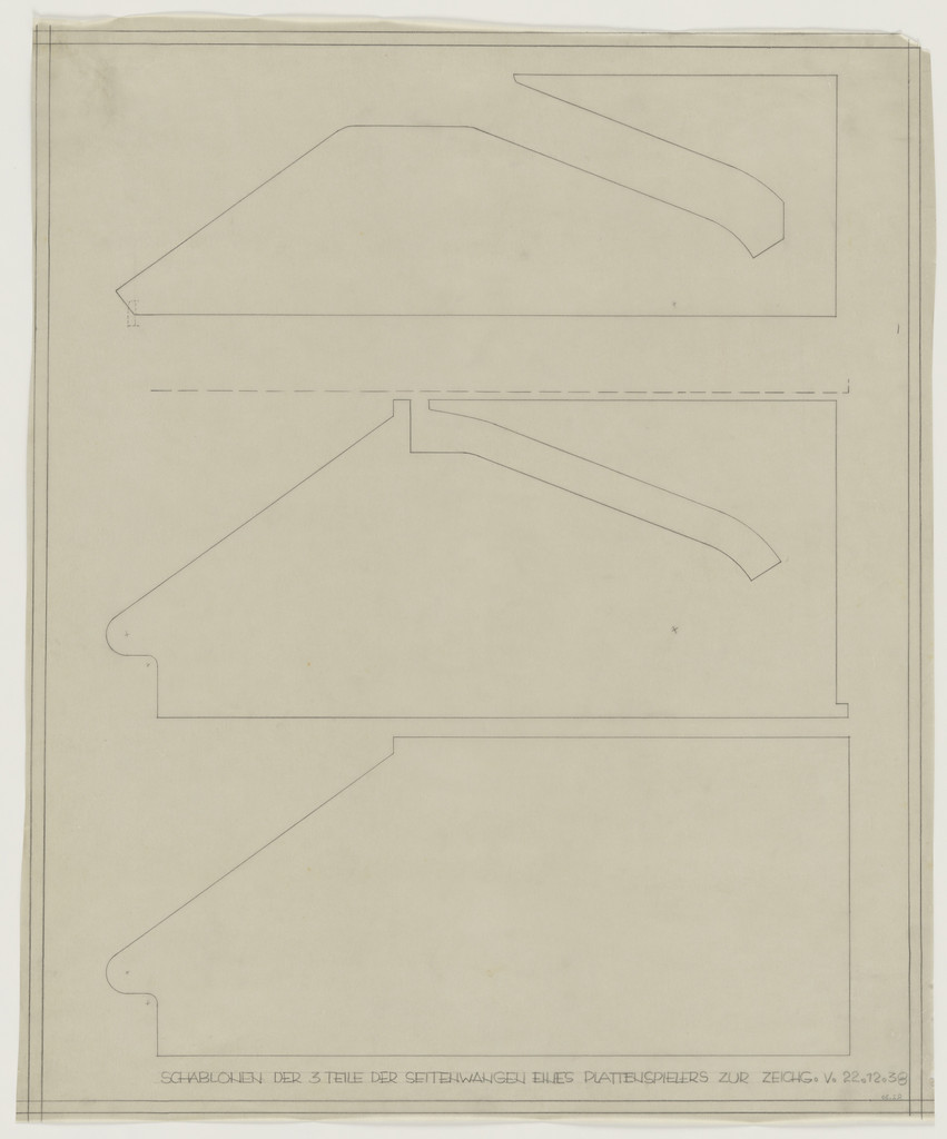 Design for Telefunken Record Player, Templates of the three parts of the sides of a record-player