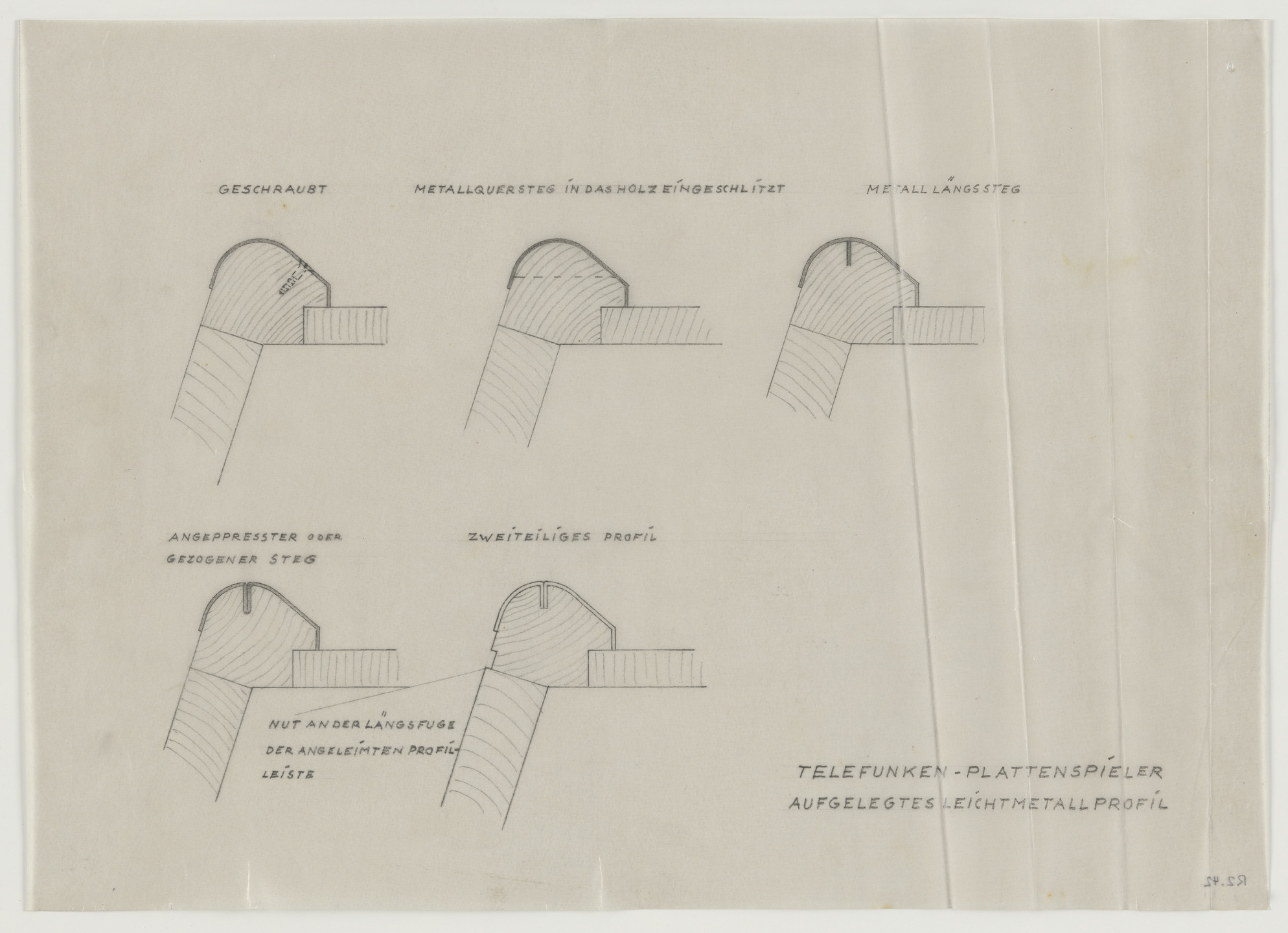 Lilly Reich. Design for Telefunken Record Player, Sections. 1937-1939