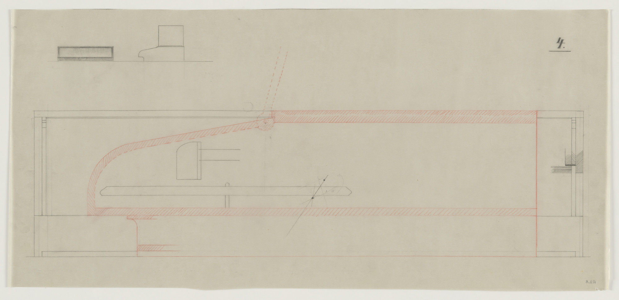 Lilly Reich. Design for Telefunken Record Player, Two elevations and section. 1937-1939