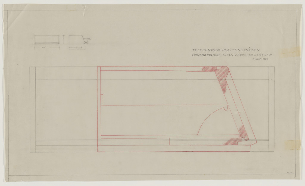 Design for Telefunken Record Player, Three elevations and section