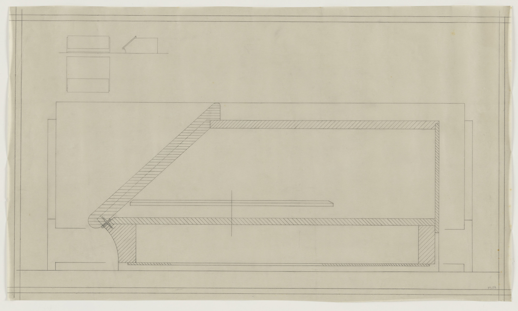 Lilly Reich. Design for Telefunken Record Player, Elevations, plan, and section