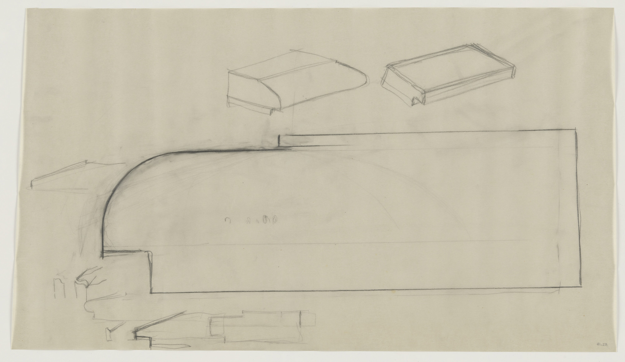 Lilly Reich. Design for Telefunken Record Player, Perspectives and elevation. 1937-1939