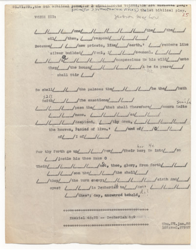 21.21.29., The 5th Biblical Poem (for 3 Simultaneous Voices) The 1st Biblical Play