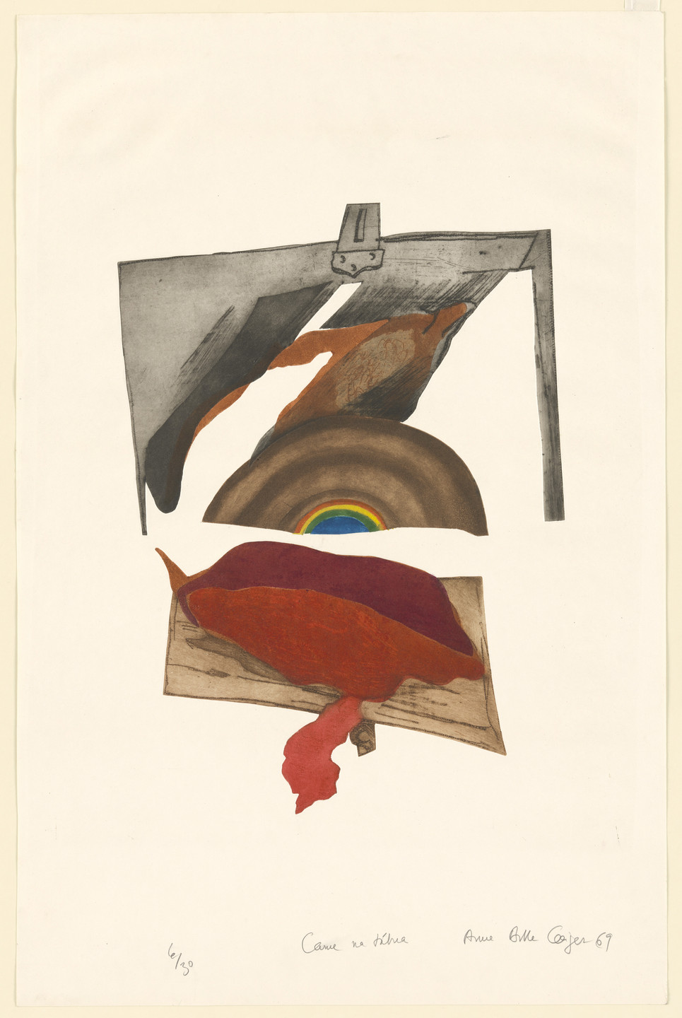 Anna Bella Geiger. Carne na tábua (Meat on the Table). 1969