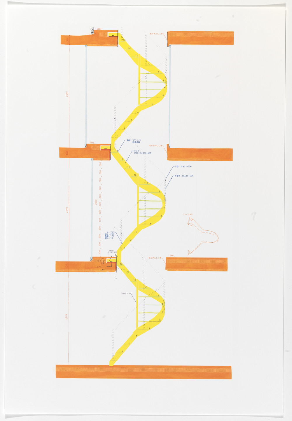 Ryue Nishizawa, Office of Ryue Nishizawa. Garden and House, Tokyo, Japan (Section through spiral stair). 2006–2011