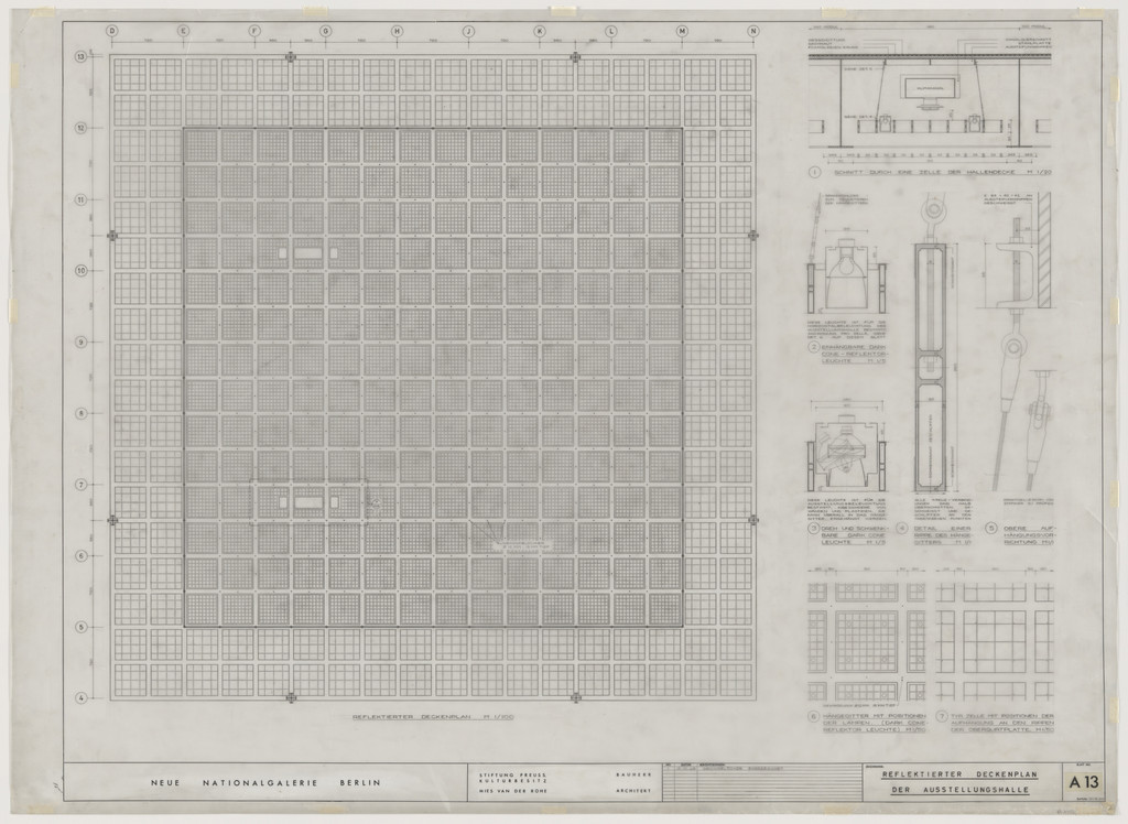 New National Gallery, Berlin, Germany (Reflected ceiling plan at exhibition hall)