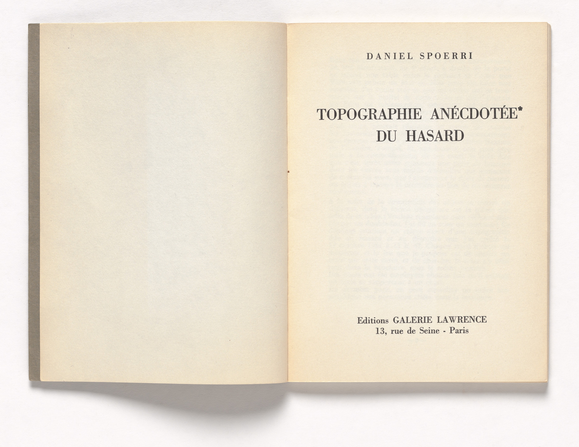 Daniel Spoerri. Topographie anécdotée du hasard. 1962