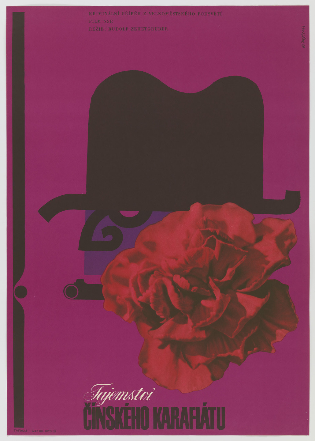 Zdenĕk Ziegler. Tajemství čínského karafiátu (Secret of the chinese carnation) (Poster for Czechoslovak release of a German-Italian film directed by Rudolf Zehetgruber). 1965