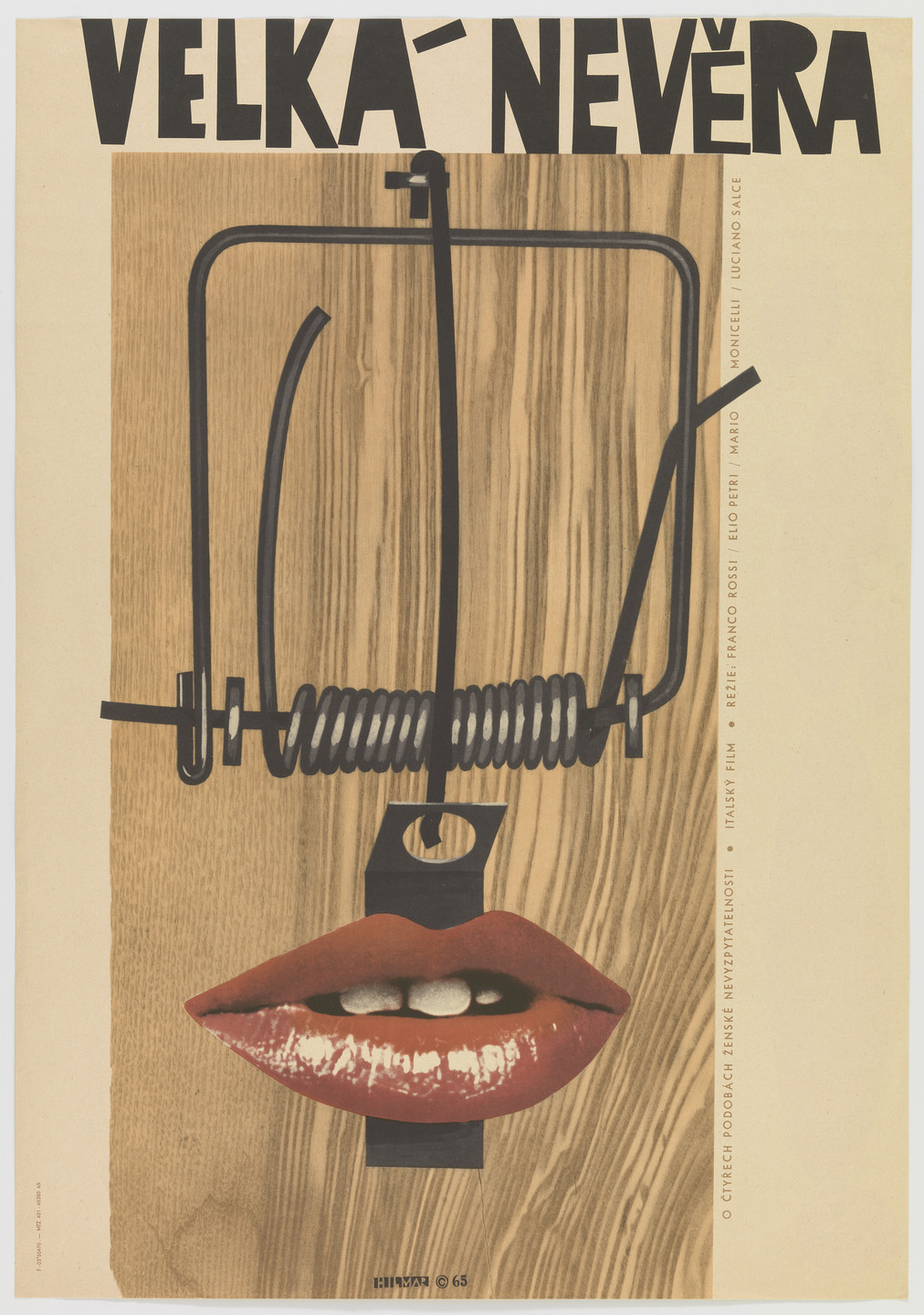 Jiří Hilmar. Velká nevěra (High infidelity) (Poster for the Czechoslovakian release of the 1964 Italian film directed by Franco Rossi). 1965