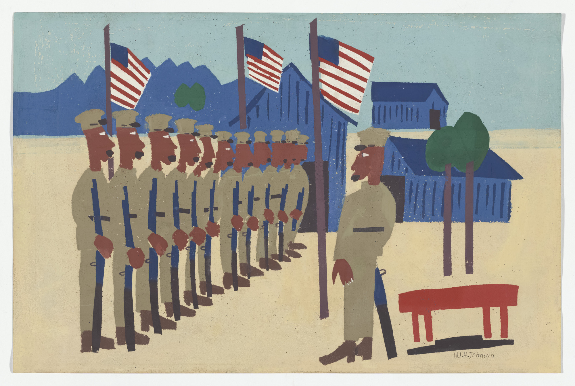 William H. Johnson. Training for War. c. 1941