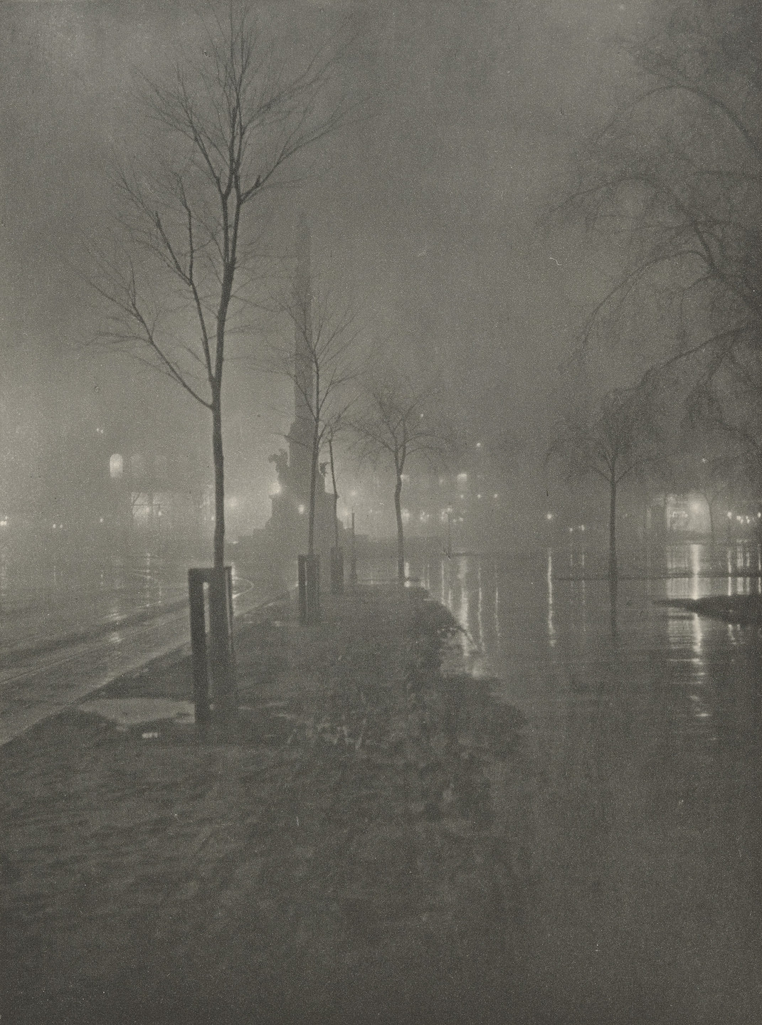 William A. Fraser. Wet Night, Columbus Circle, New York. 1900