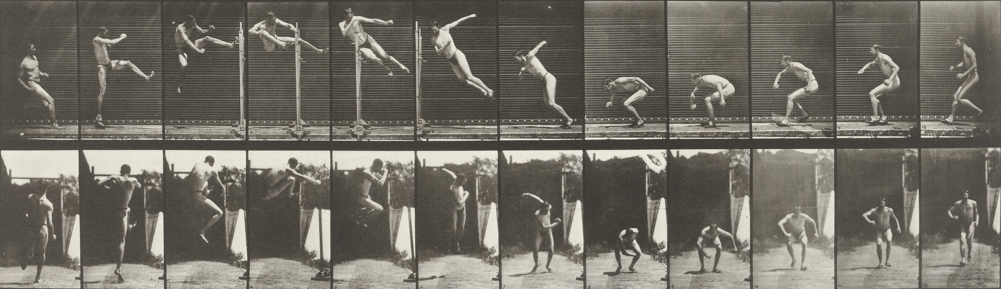 Eadweard J. Muybridge. Man Jumping, Running Twist High Jump: Plate 158 from Animal Locomotion (1887)