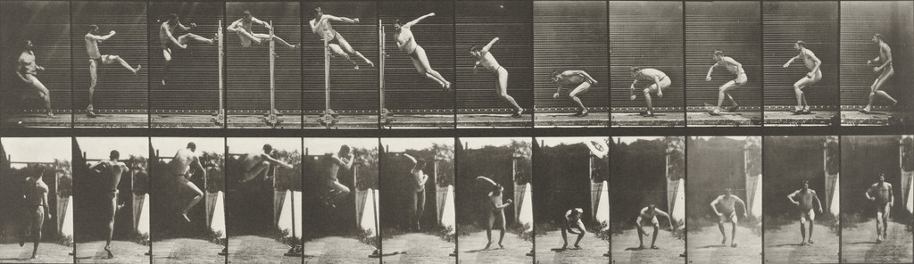 Man Jumping, Running Twist High Jump: Plate 158 from Animal Locomotion (1887)