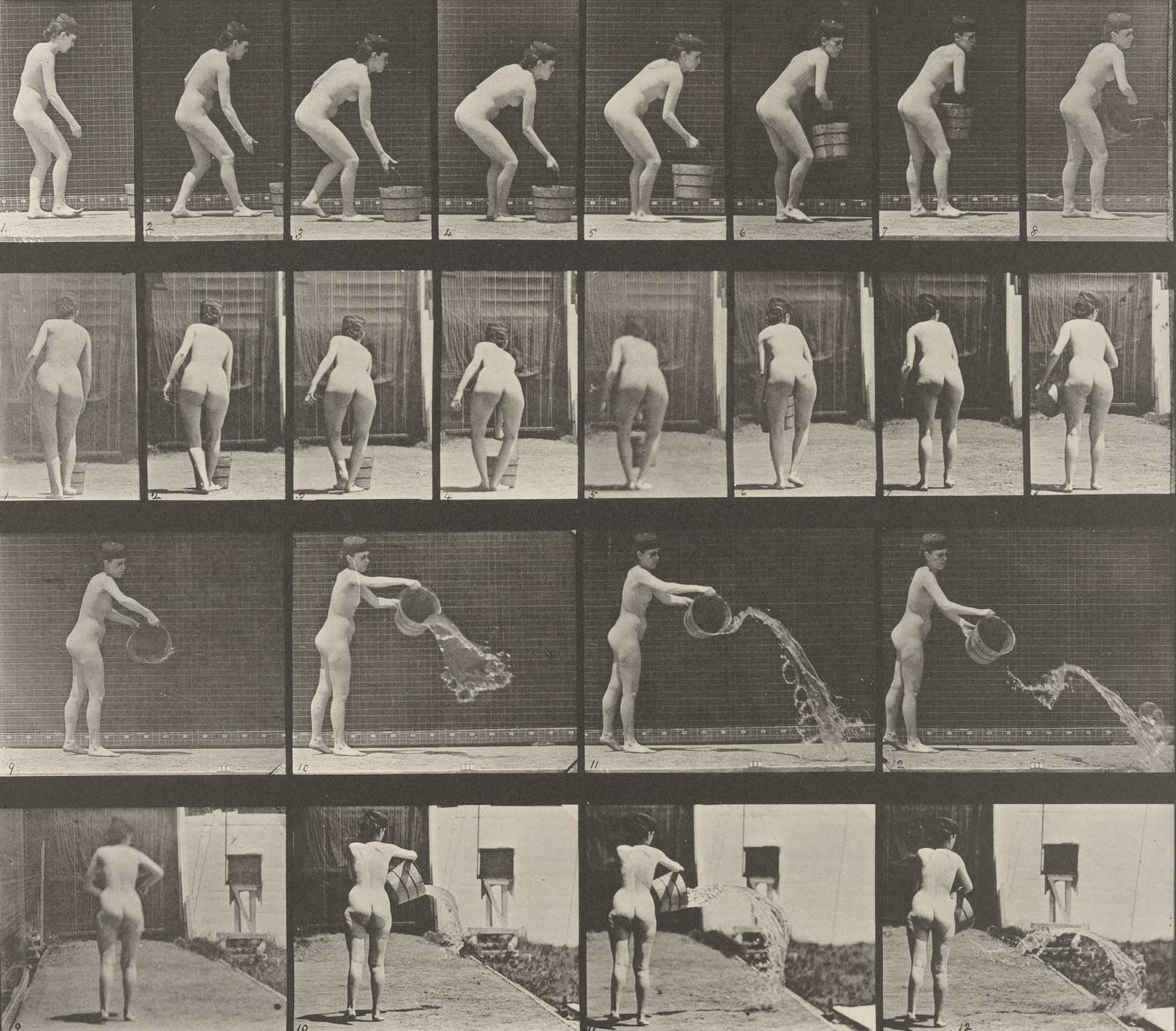 Eadweard J. Muybridge. Woman Emptying a Bucket of Water: Plate 401 from Animal Locomotion (1887). 1884-86