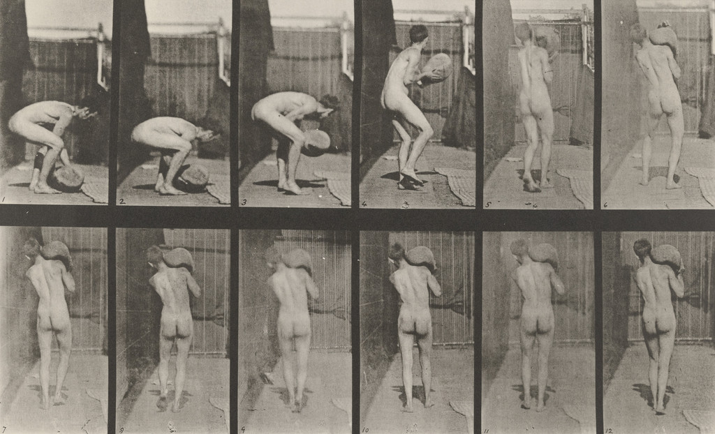 Man Lifting 75-lb. Stone on Shoulder: Plate 397 from Animal Locomotion (1887)