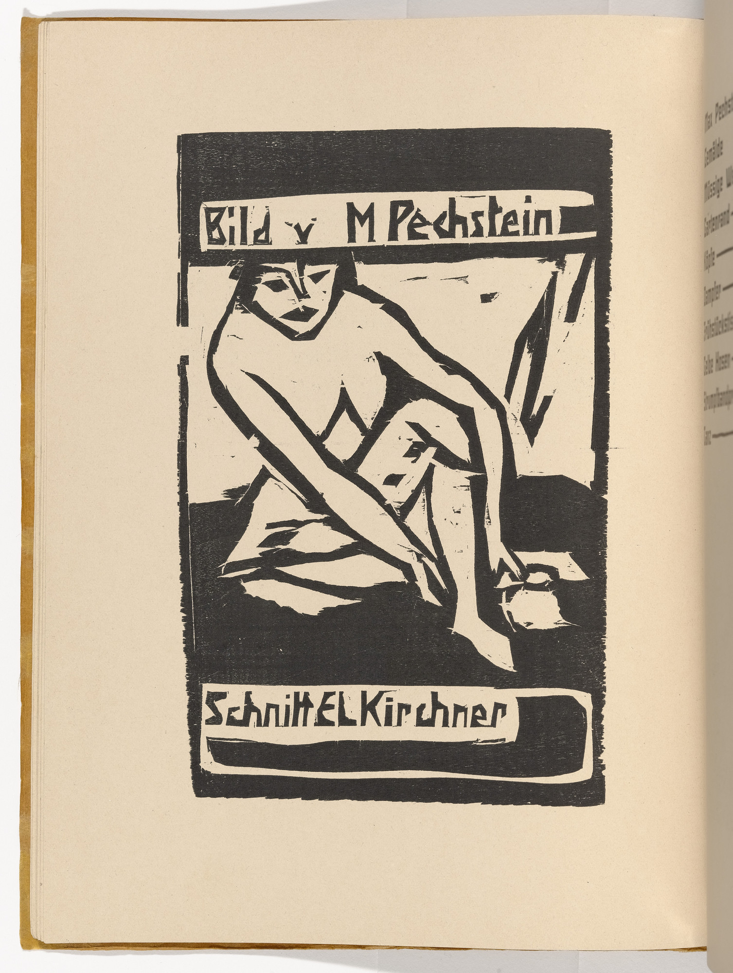 Ernst Ludwig Kirchner. Seated Nude (plate, folio 7 verso) from KG Brücke