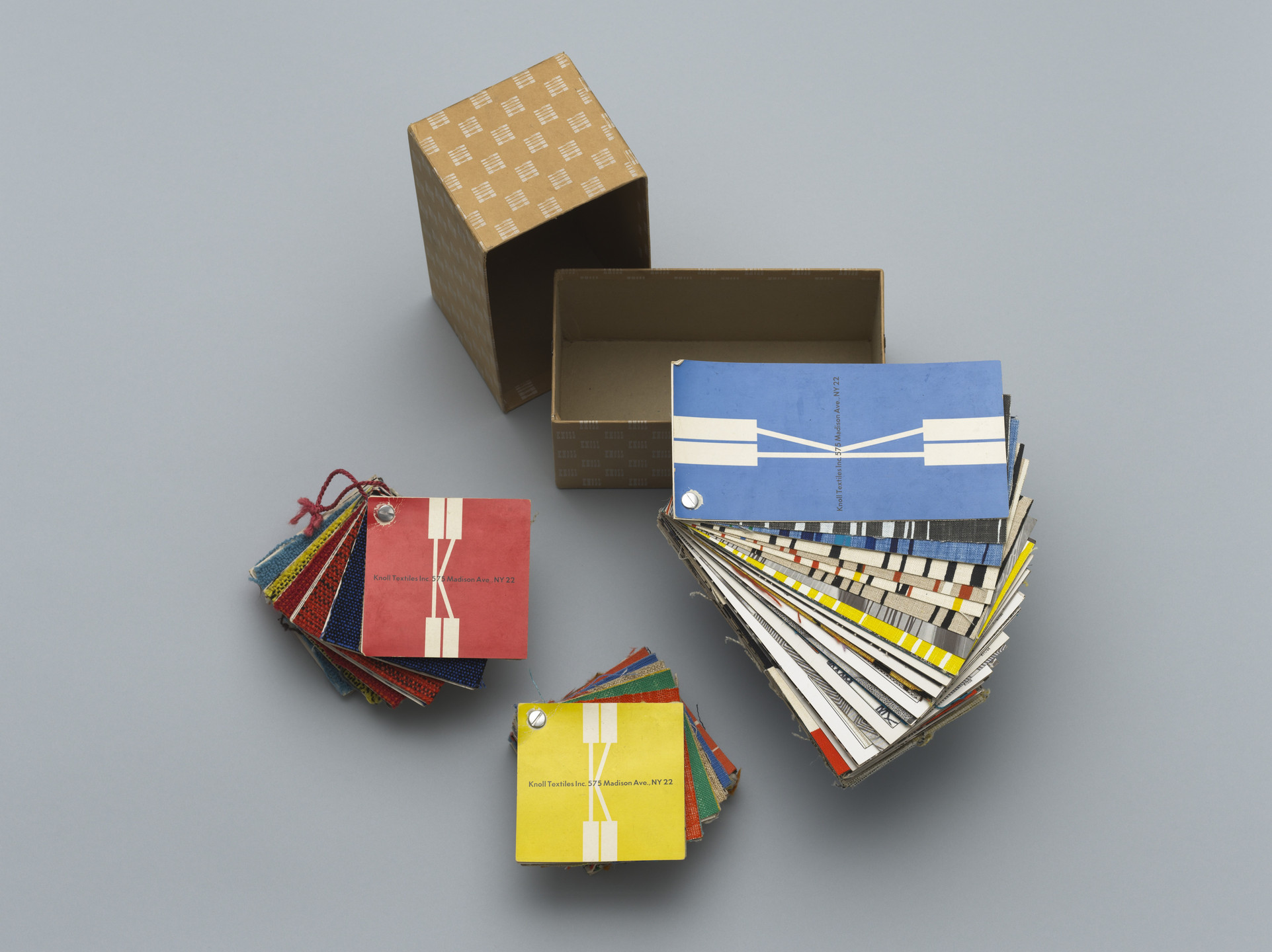 Herbert Matter, Eszter Haraszty, Carol Summers, Inge Toft, Vezelay, Angelo Testa, Noémi Raymond, Jacqueline Iribe, Albert Herbert, Dennis Lennon, Astrid Sampe, Evelyn Hill, Franz Lorenz, Toni Prestini, Marianne Strengell, Knoll Textiles, New York, NY. Knoll Textile Kit. c. 1955