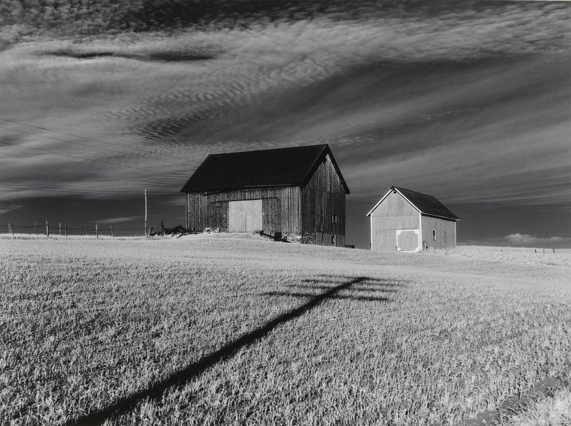 Minor White. Two Barns and Shadow