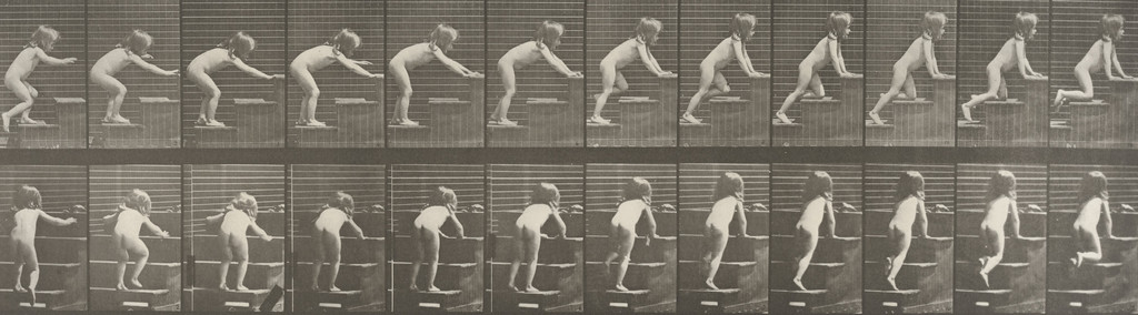 Child Walking and Crawling Up Stairs: Plate 480 from Animal Locomotion (1887