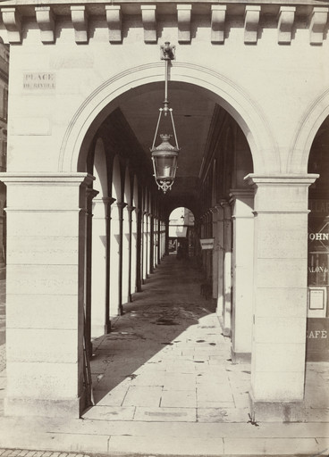 Charles Marville. Hanging Streetlight in the Arcades of the Rue de Rivoli. 1870s