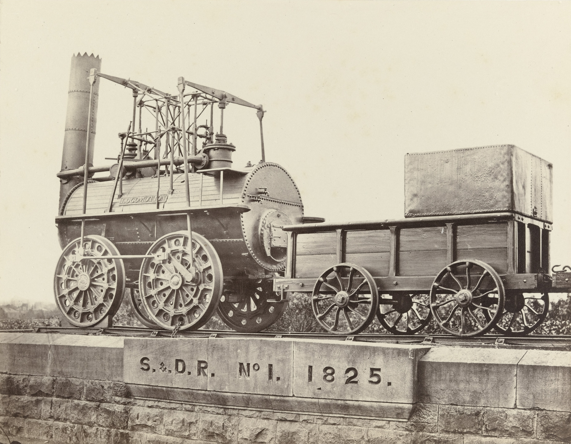 Francis Frith. No. 1 Locomotive and Tender, Darlington Railway Station. c. 1860