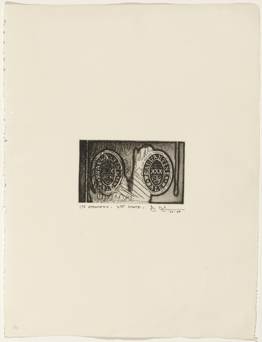 Jasper Johns. Ale Cans from 1st Etchings-2nd State. 1967–69, published 1969