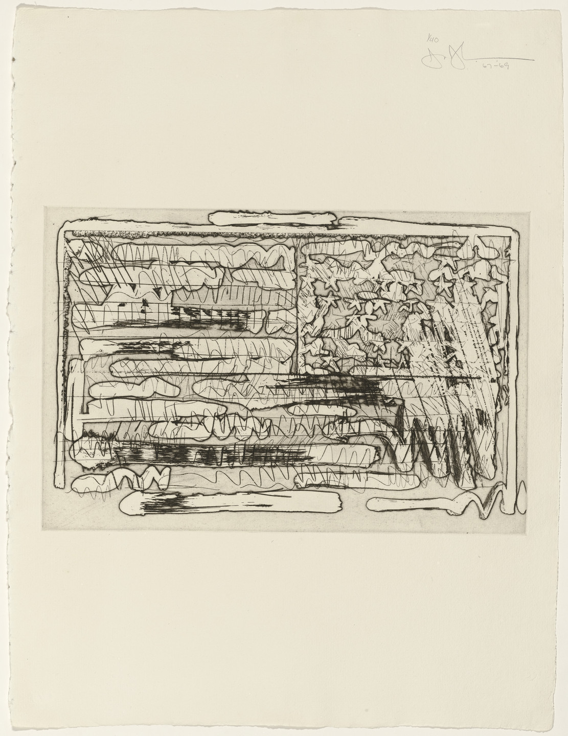 Jasper Johns. Flag from 1st Etchings-2nd State. 1967–69, published 1969