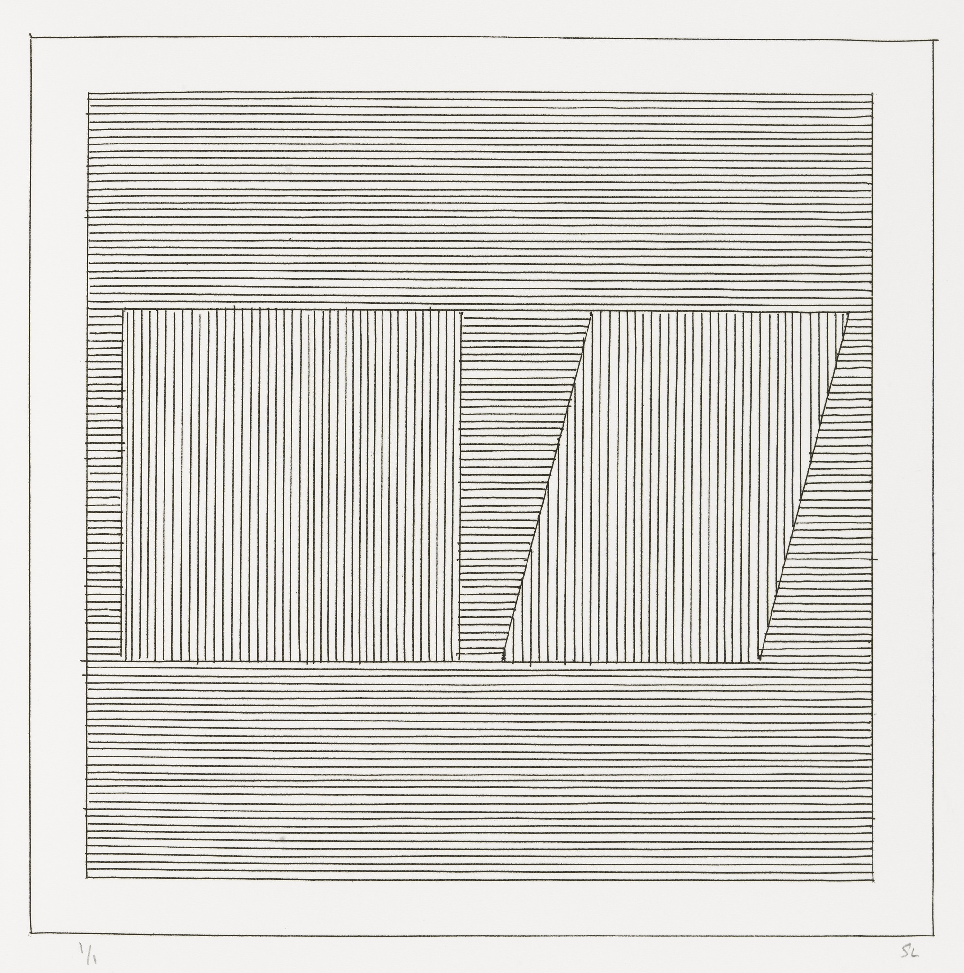 Sol LeWitt. Plate (folio 12) from Six Geometric Figures and All Their Combinations , Volume II