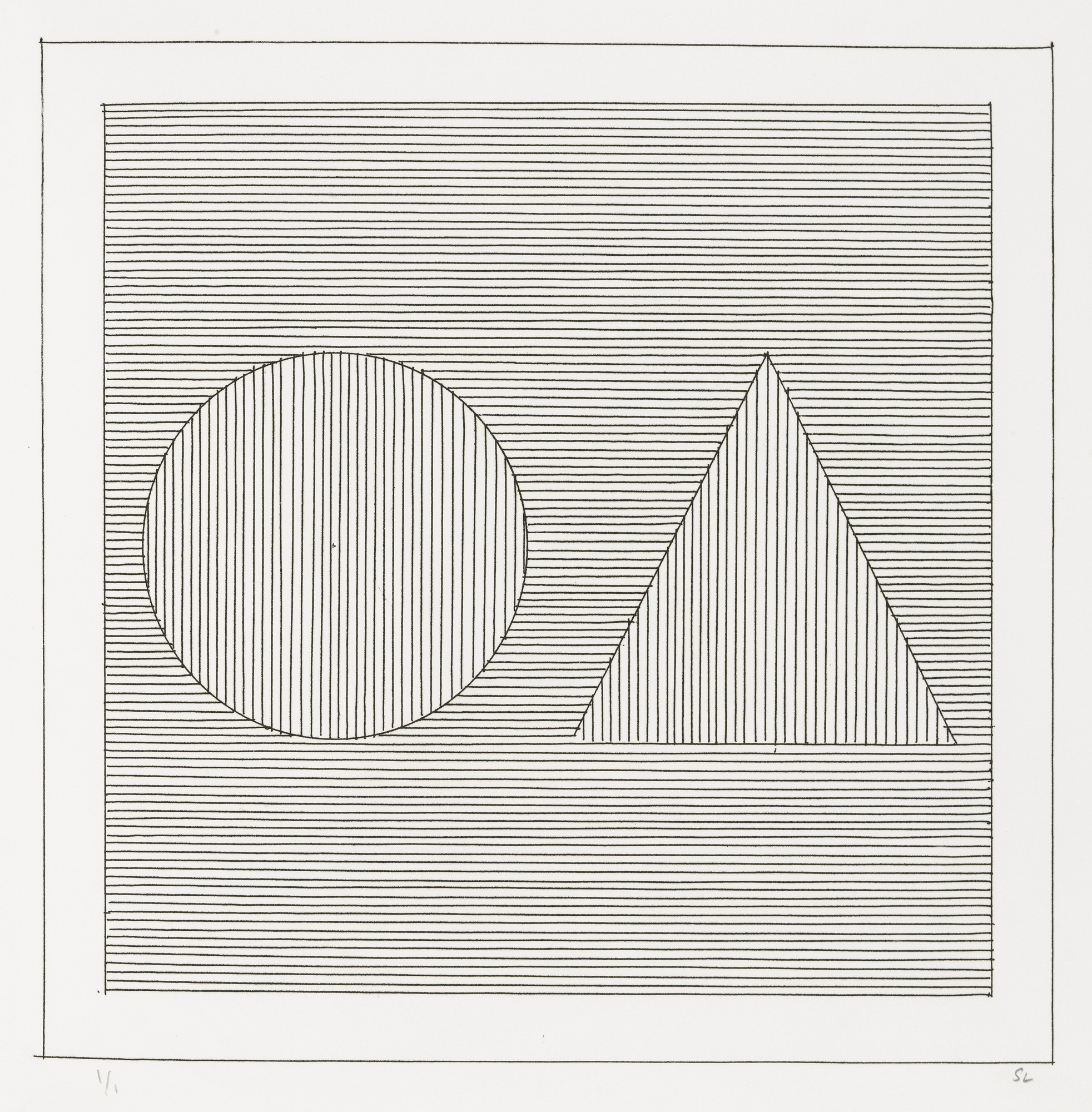 Sol LeWitt. Plate (folio 13) from Six Geometric Figures and All Their Combinations , Volume II