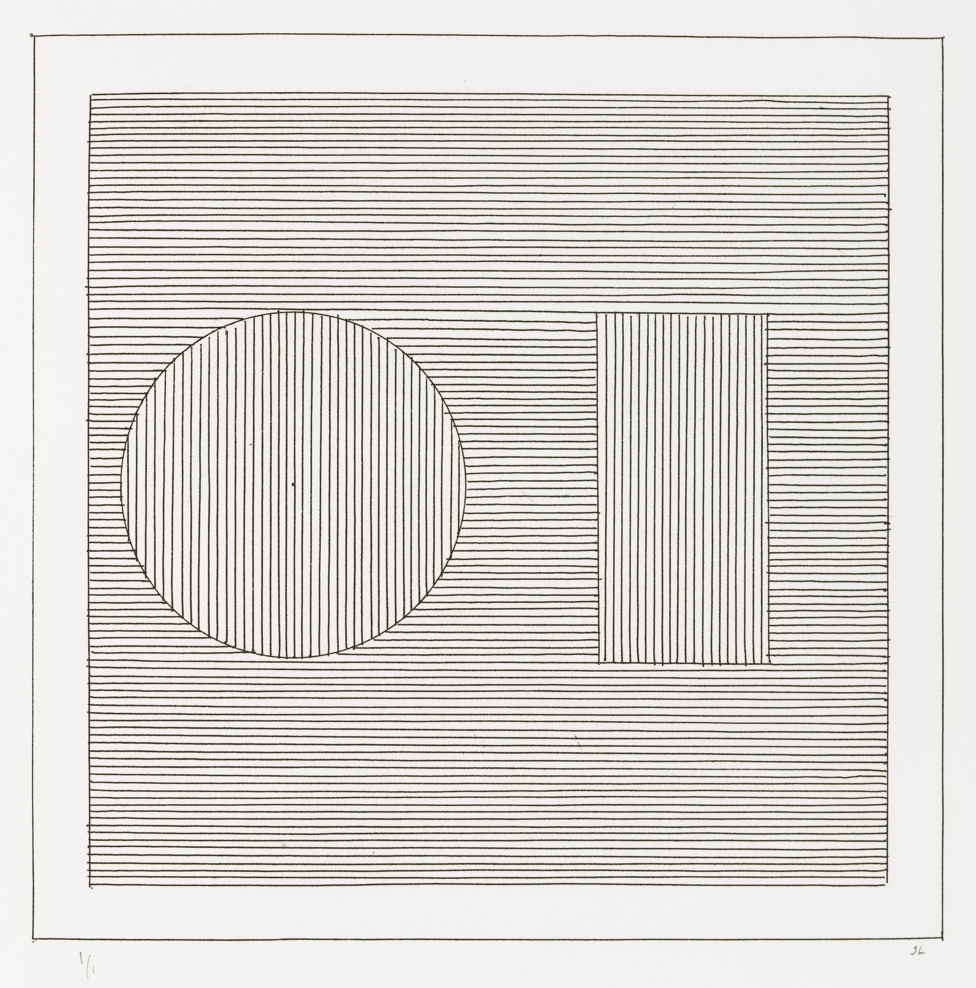 Sol LeWitt. Plate (folio 14) from Six Geometric Figures and All Their Combinations , Volume II