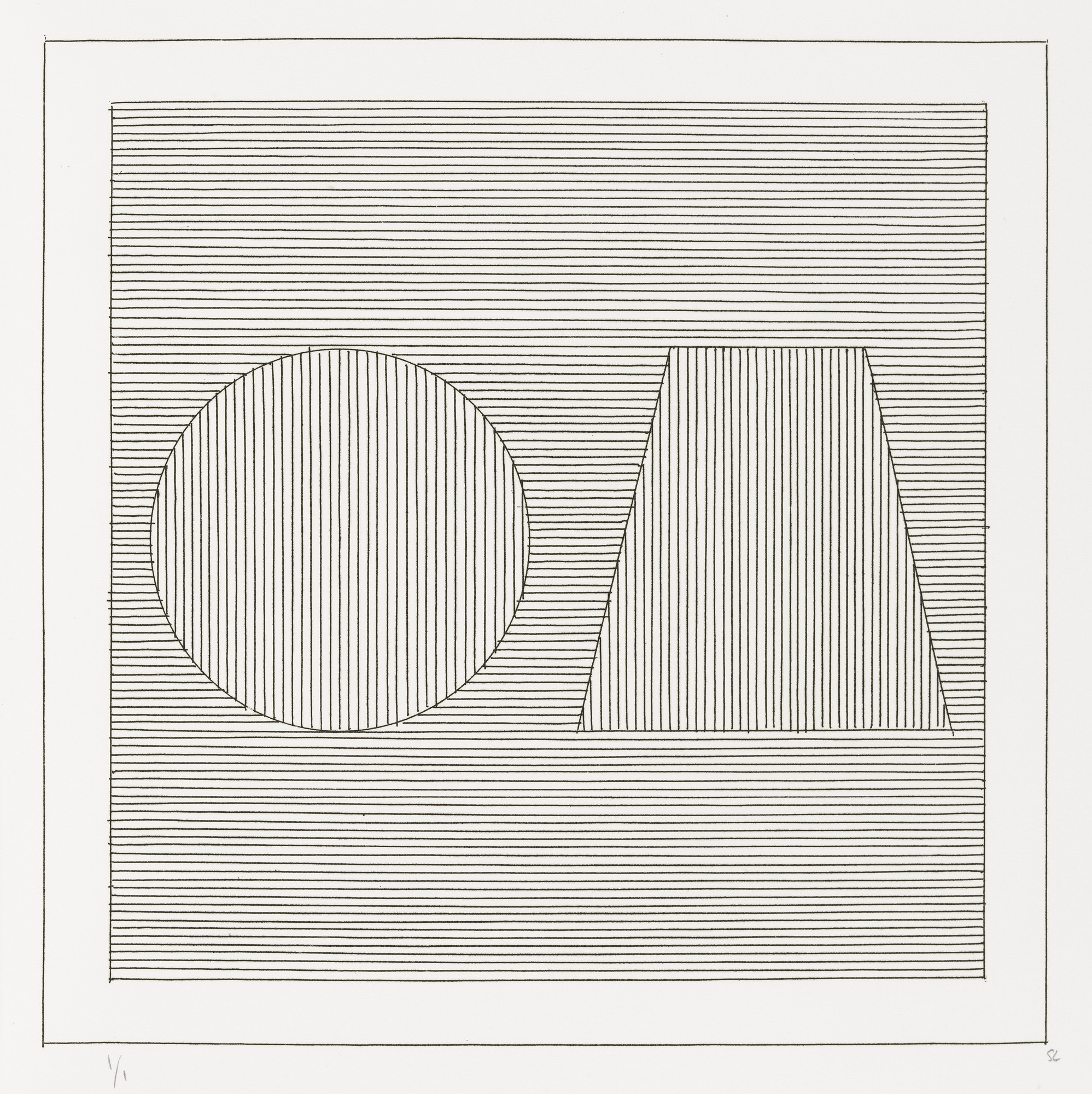 Sol LeWitt. Plate (folio 15) from Six Geometric Figures and All Their Combinations , Volume II