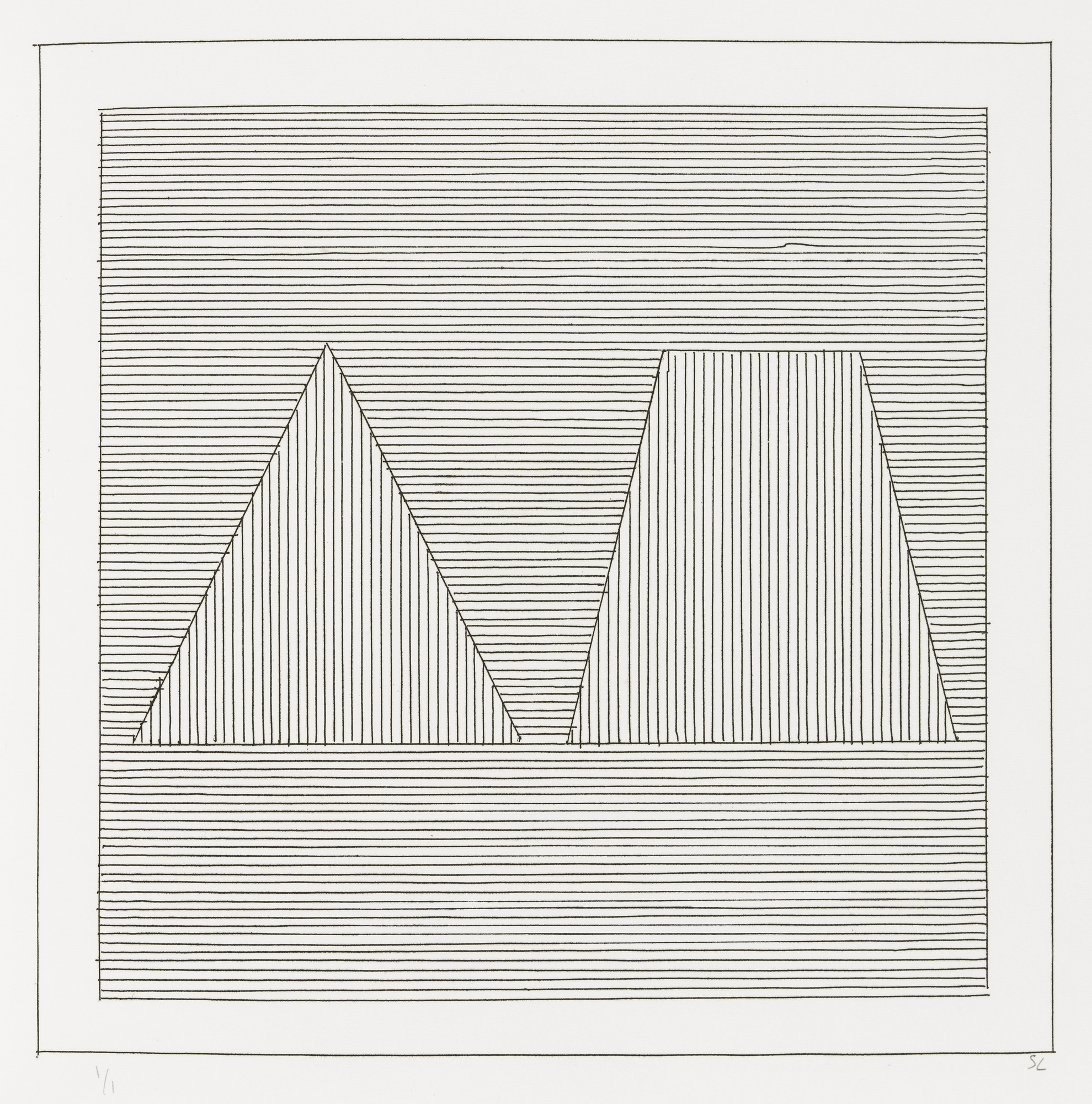 Sol LeWitt. Plate (folio 18) from Six Geometric Figures and All Their Combinations , Volume II