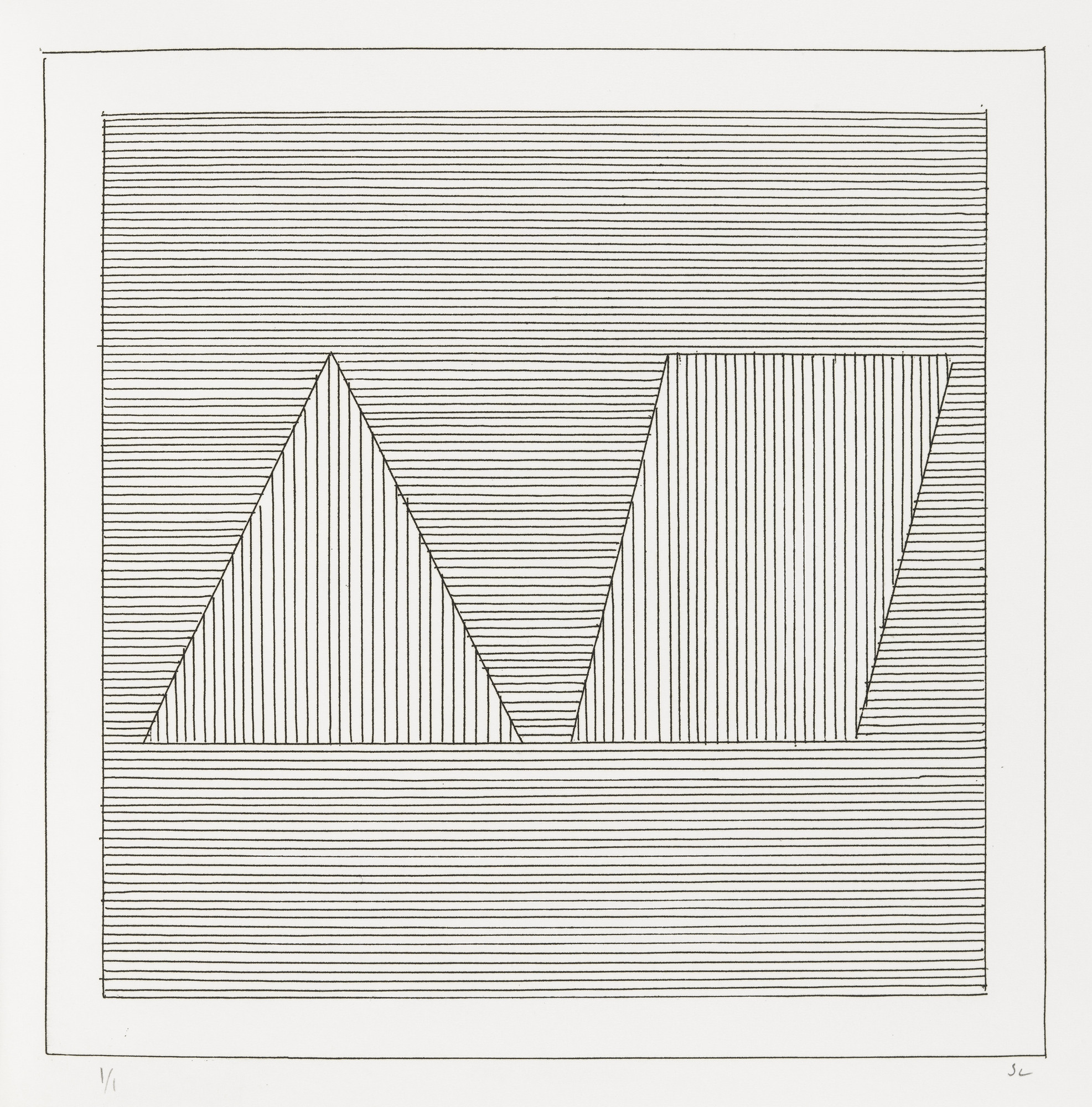 Sol LeWitt. Plate (folio 19) from Six Geometric Figures and All Their Combinations , Volume II