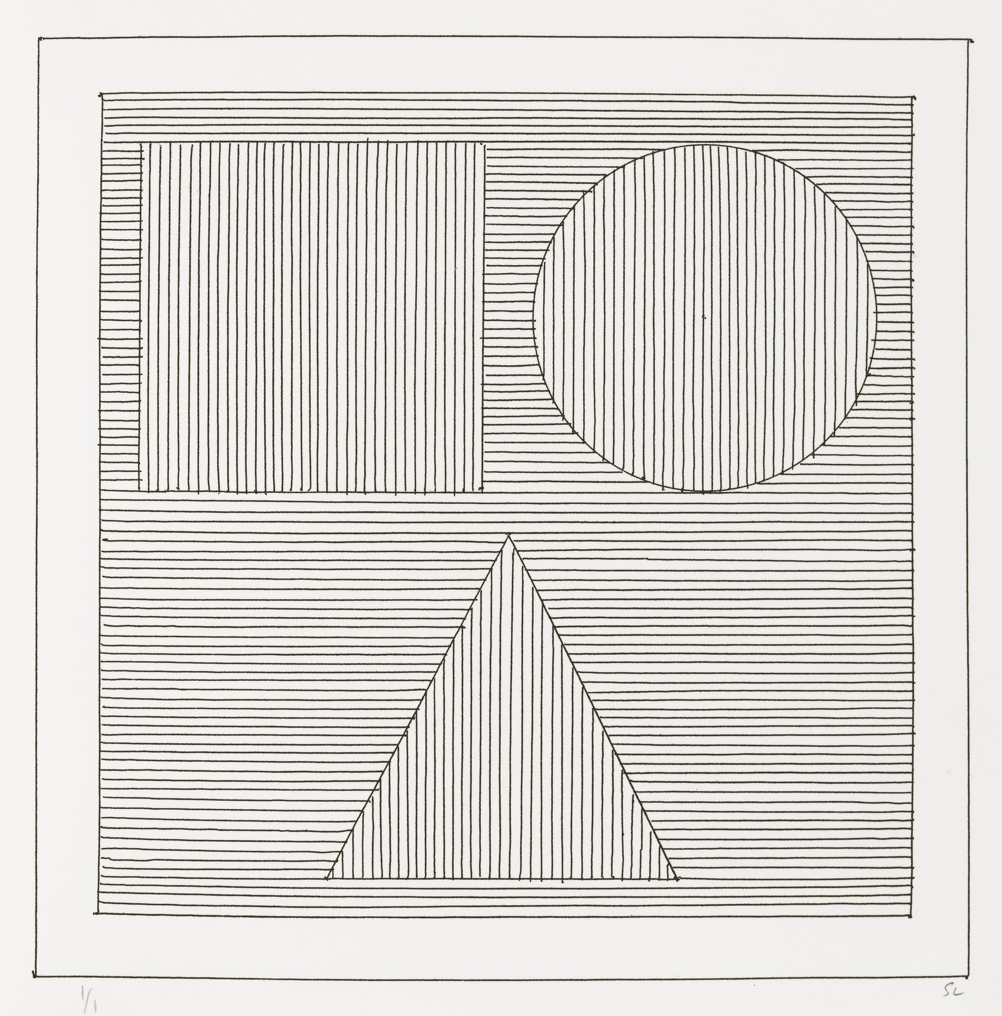 Sol LeWitt. Plate (folio 23) from Six Geometric Figures and All Their Combinations , Volume II