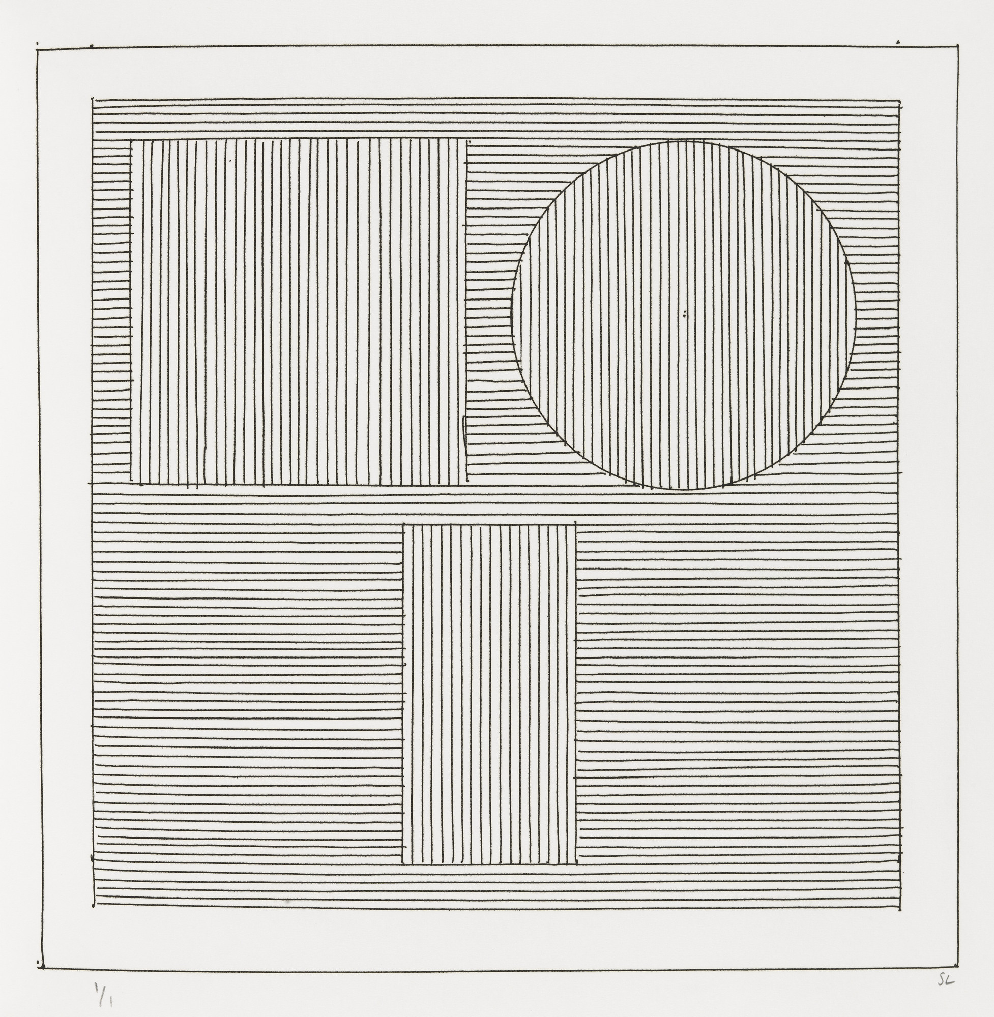 Sol LeWitt. Plate (folio 24) from Six Geometric Figures and All Their Combinations , Volume II