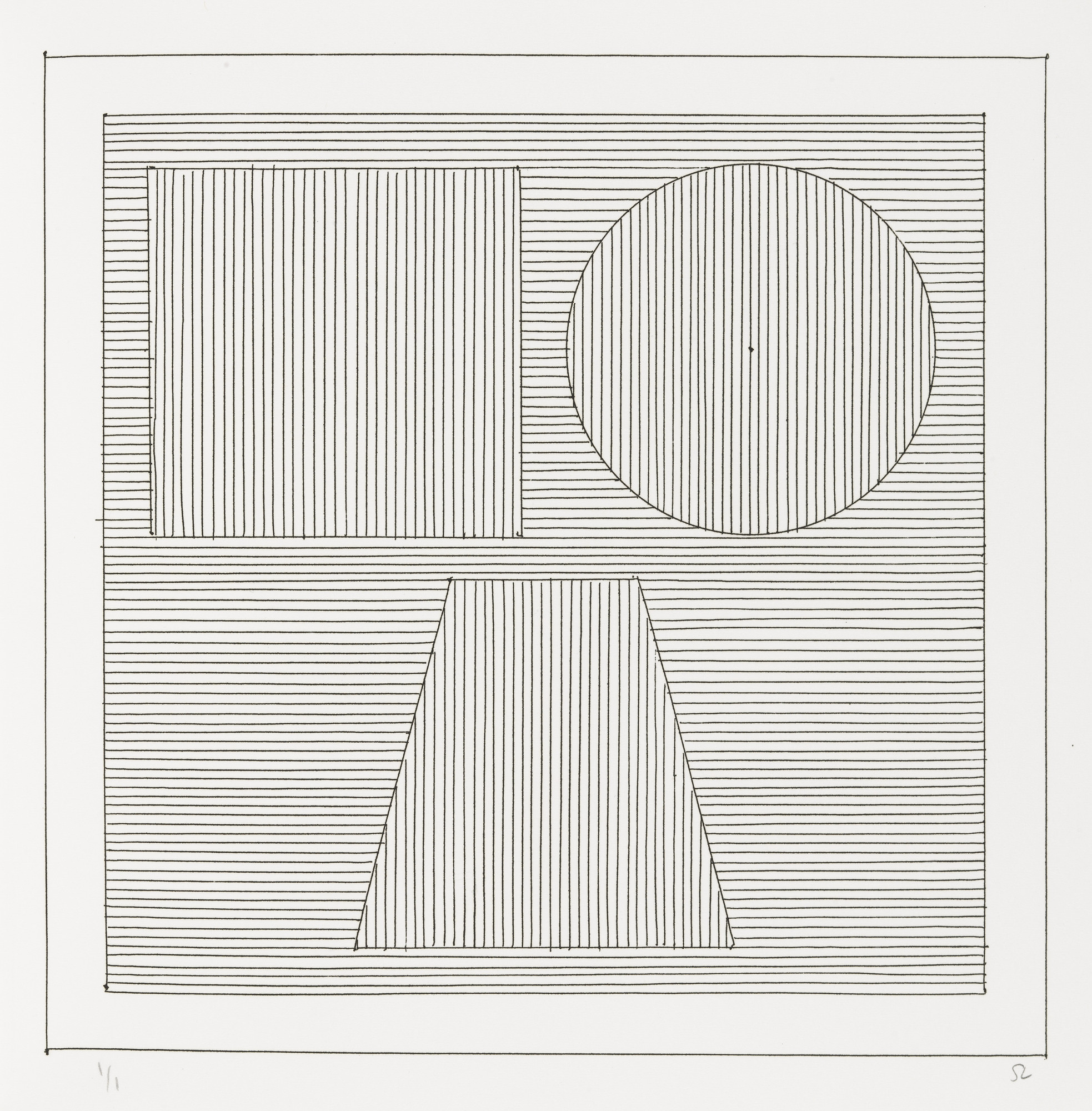 Sol LeWitt. Plate (folio 25) from Six Geometric Figures and All Their Combinations , Volume II