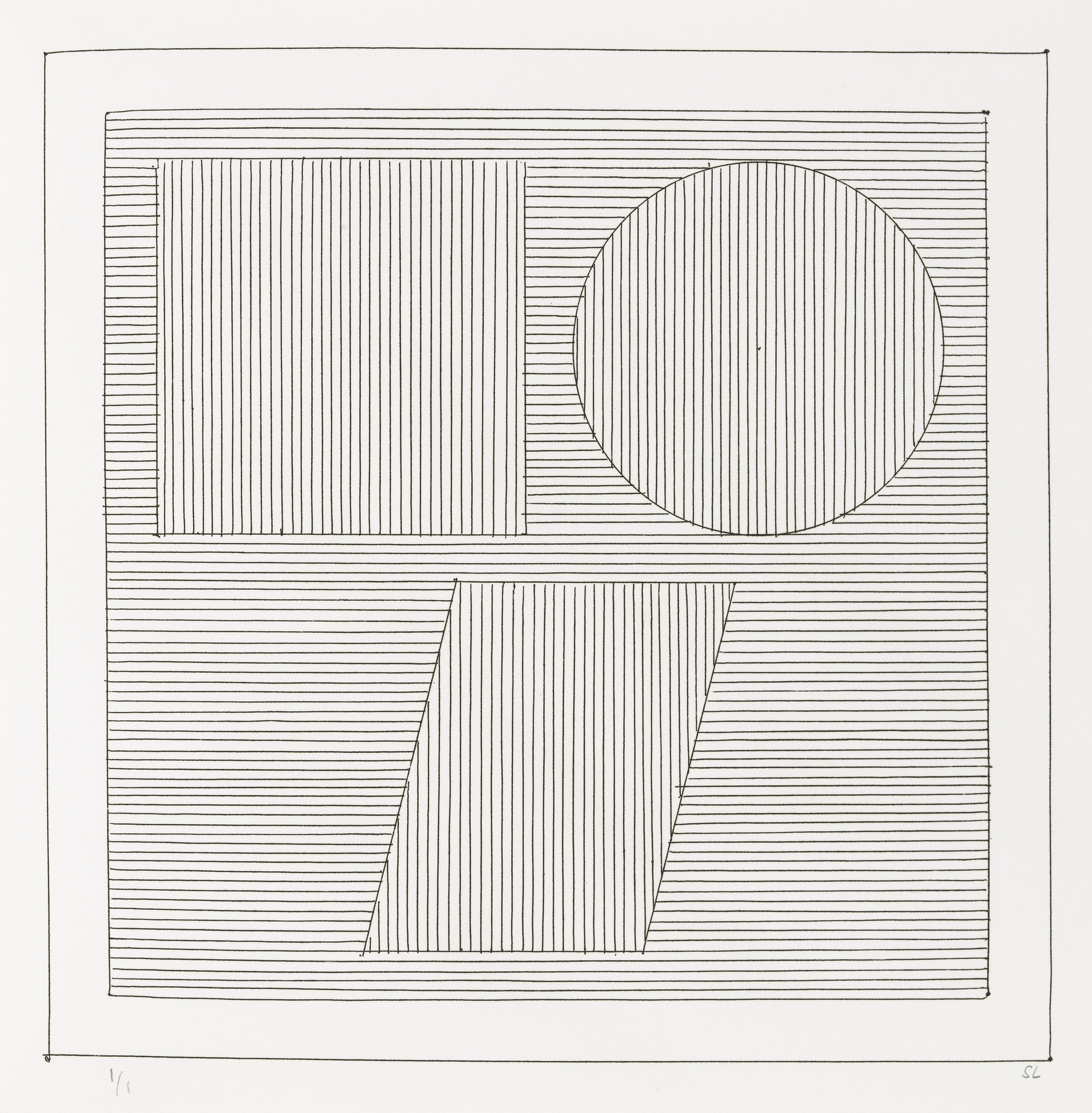 Sol LeWitt. Plate (folio 26) from Six Geometric Figures and All Their Combinations , Volume II