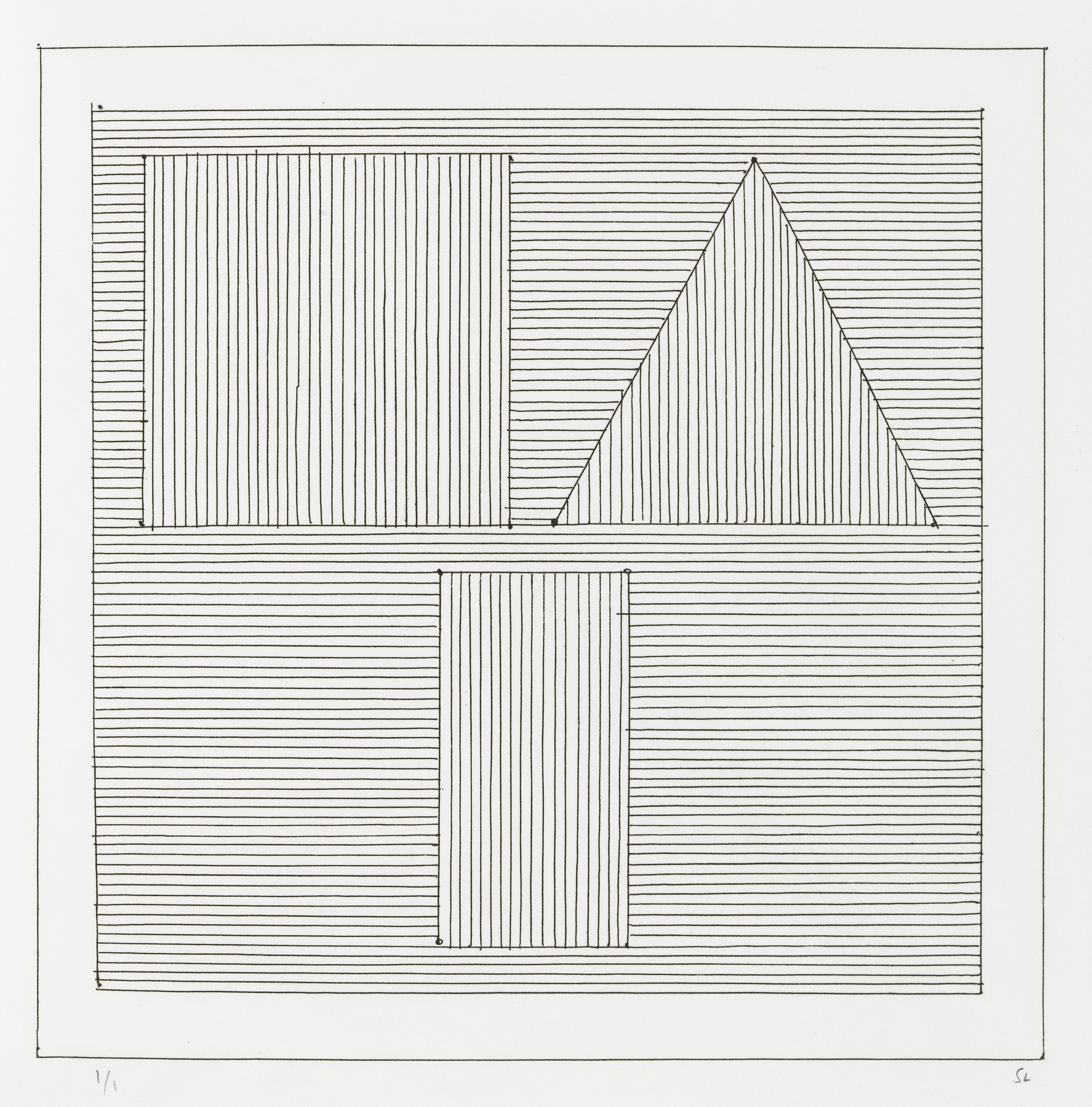 Sol LeWitt. Plate (folio 27) from Six Geometric Figures and All Their Combinations , Volume II