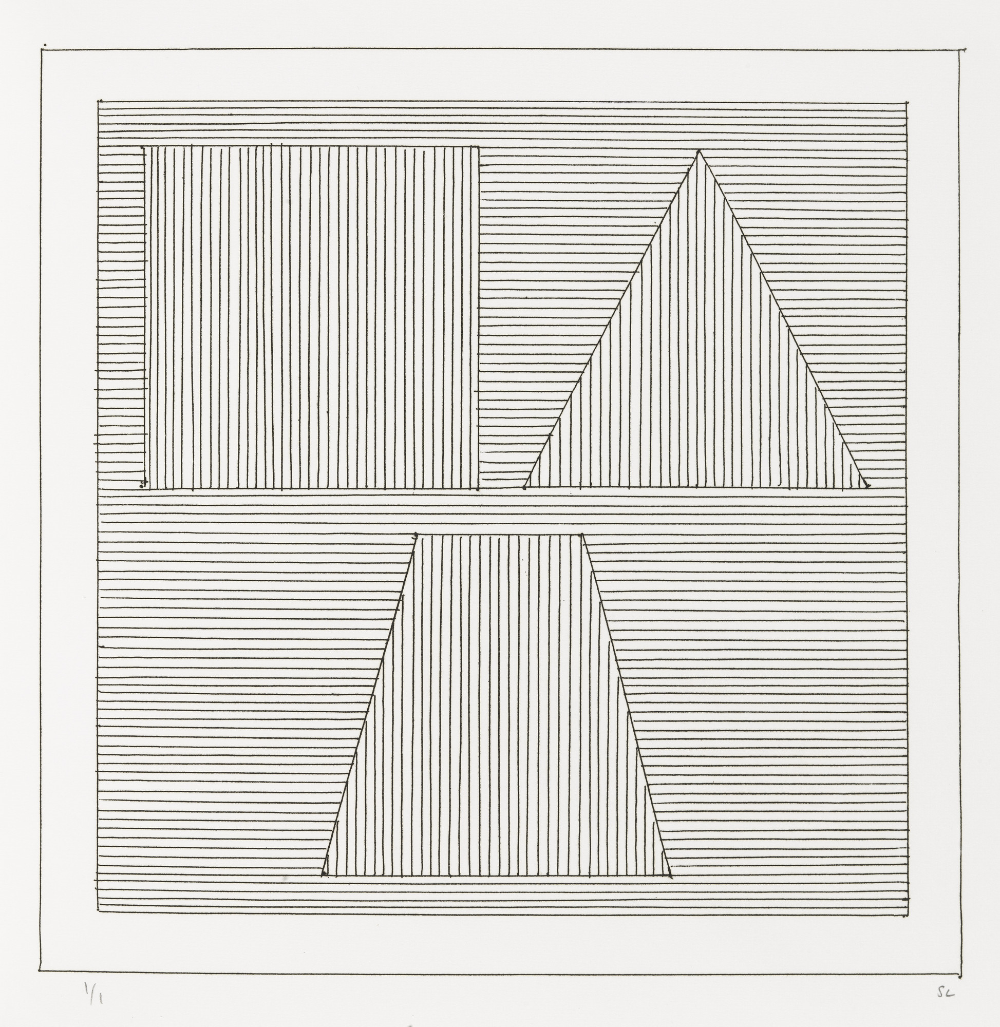 Sol LeWitt. Plate (folio 28) from Six Geometric Figures and All Their Combinations , Volume II