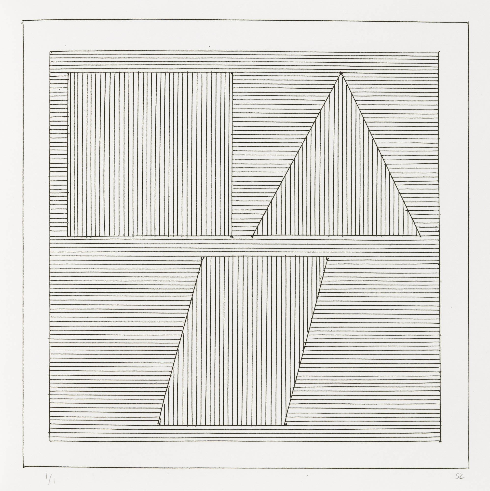 Sol LeWitt. Plate (folio 29) from Six Geometric Figures and All Their Combinations , Volume II